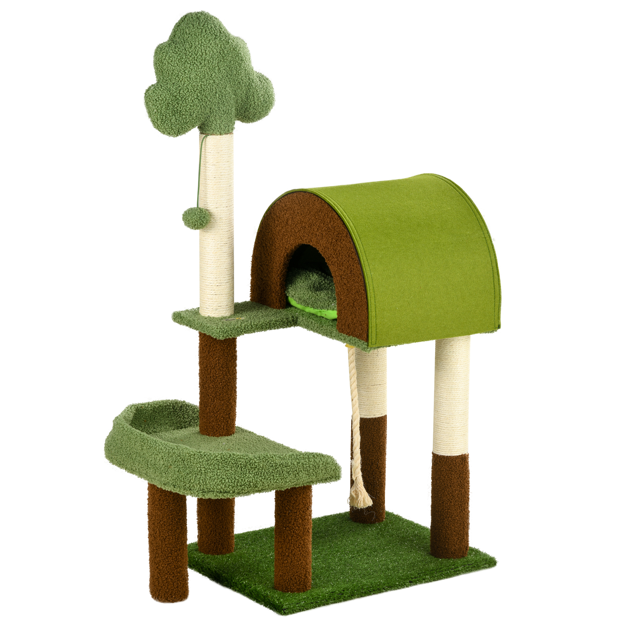 PawHut Copac Pisici 107cm Interior, Stâlp Zgâriere, Turn Jucărie, Pat Tematică Pădure, Verde | Aosom Romania PawHut Copac Pisici 107cm Interior, Stâlp Zgâriere, Turn Jucărie, Pat Tematică Pădure, Verde | Aosom Romania