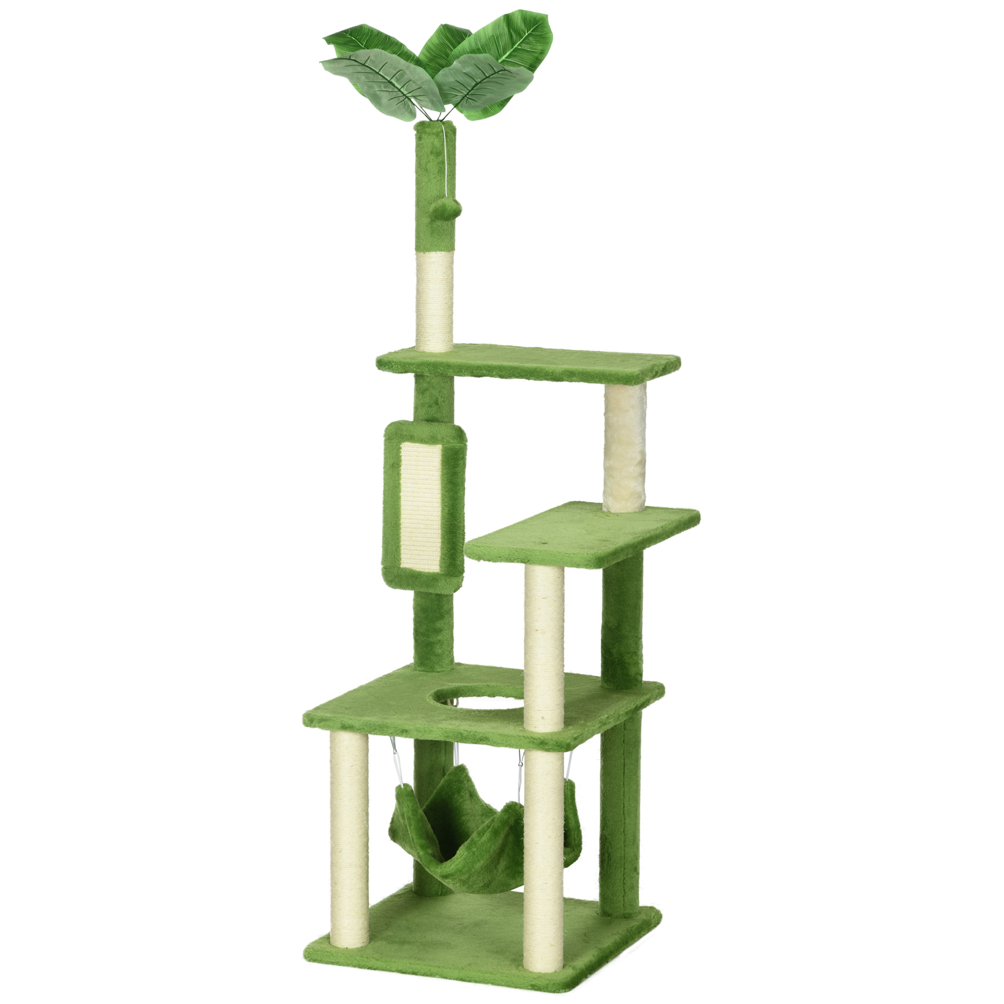 PawHut Copac Pisici 142cm cu Hamac Stâlp Zgârieturi Minge Verde 49x49x142cm | Aosom Romania PawHut Copac Pisici 142cm cu Hamac Stâlp Zgârieturi Minge Verde 49x49x142cm | Aosom Romania