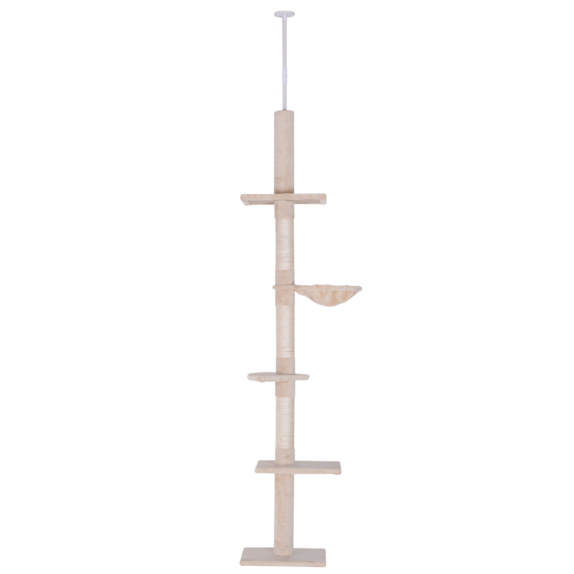 PawHut Copac Zgârieturi Pisici Plafon Multe Nivele Plus Hamac Înălțime Reglabilă 40x34x230-260cm Bej | Aosom Romania PawHut Copac Zgârieturi Pisici Plafon Multe Nivele Plus Hamac Înălțime Reglabilă 40x34x230-260cm Bej | Aosom Romania