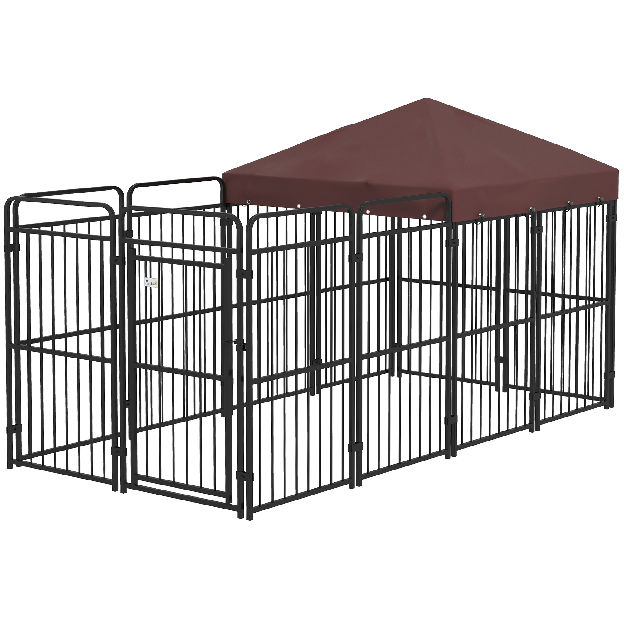 PawHut Cotet Exterior pentru Caini Tarc cu Copertină Impermeabilă pentru Talie Medie și Mare Maro | Aosom Romania PawHut Cotet Exterior pentru Caini Tarc cu Copertină Impermeabilă pentru Talie Medie și Mare Maro | Aosom Romania