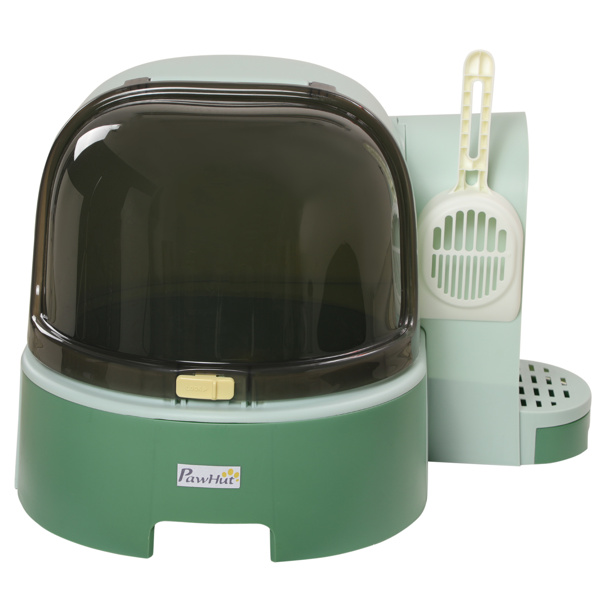 PawHut Litiera pentru Pisici cu Capac, Litiera Inchisa cu Tava Detasabila si Capac care se Deschide, Lopatica Inclusa, 52x60x42cm, Verde PawHut Litiera pentru Pisici cu Capac, Litiera Inchisa cu Tava Detasabila si Capac care se Deschide, Lopatica Inclusa, 52x60x42cm, Verde