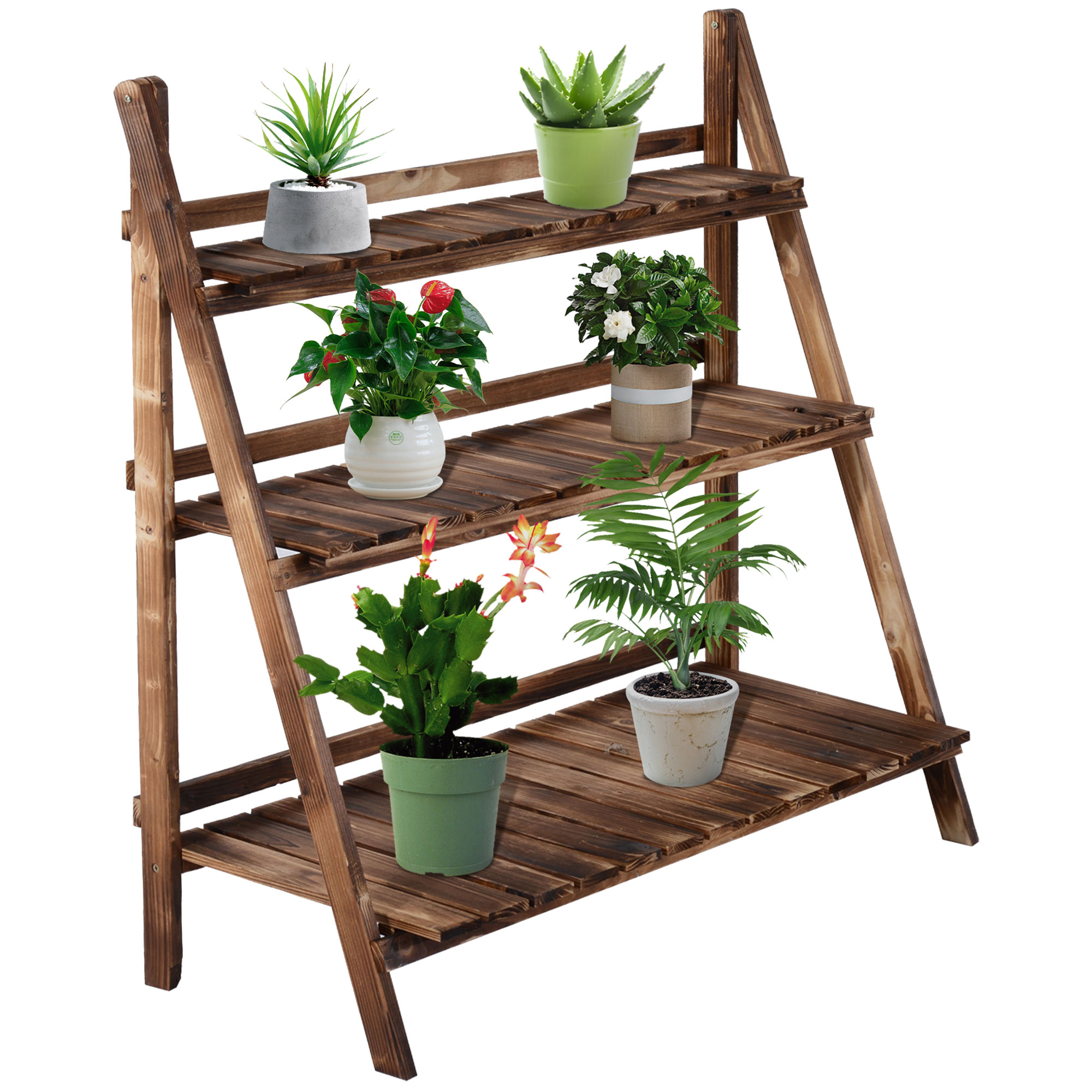 Scara Ghiveci Outsunny, cu 3 Etajere din lemn de Brad, 100x37x93cm | Aosom RO Scara Ghiveci Outsunny, cu 3 Etajere din lemn de Brad, 100x37x93cm | Aosom RO