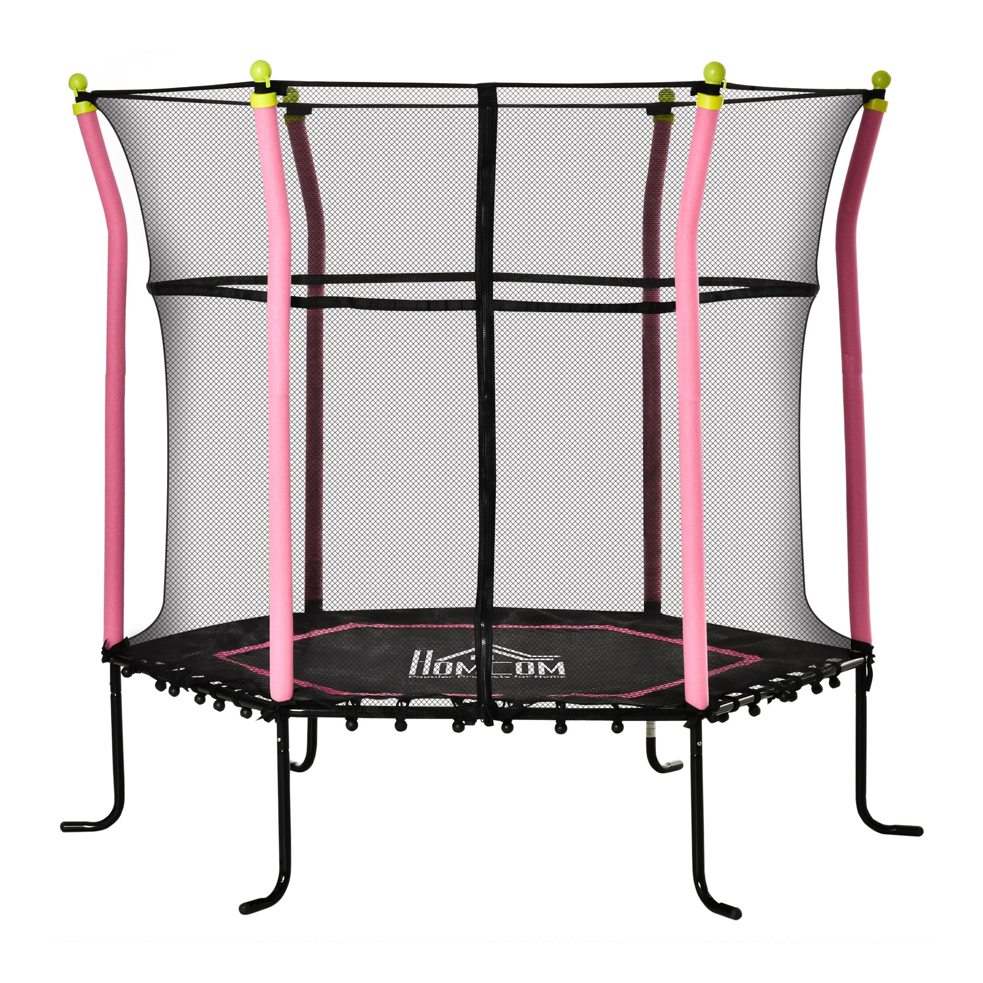Trambulina pentru Copii 3-10 ani cu Plasa de Siguranta si Corzi Elastice HOMCOM, Roz si Negru, Φ161x163cm | Aosom RO Trambulina pentru Copii 3-10 ani cu Plasa de Siguranta si Corzi Elastice HOMCOM, Roz si Negru, Φ161x163cm | Aosom RO