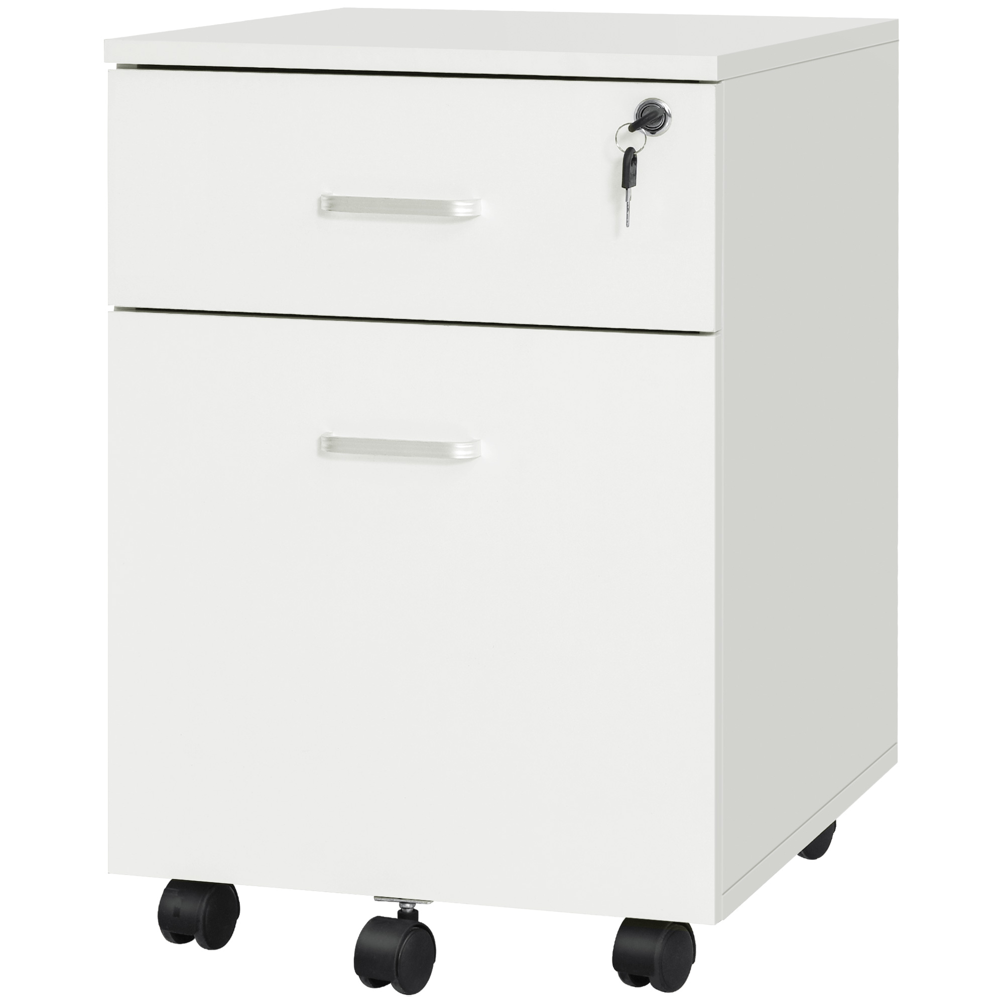 Vinsetto Fiset Compact din PAL cu 2 Sertare și 5 Roti, Dulap de Birou cu Încuietoare, Design Modern, Culoare Lemn | Aosom Romania Vinsetto Fiset Compact din PAL cu 2 Sertare și 5 Roti, Dulap de Birou cu Încuietoare, Design Modern, Culoare Lemn | Aosom Romania