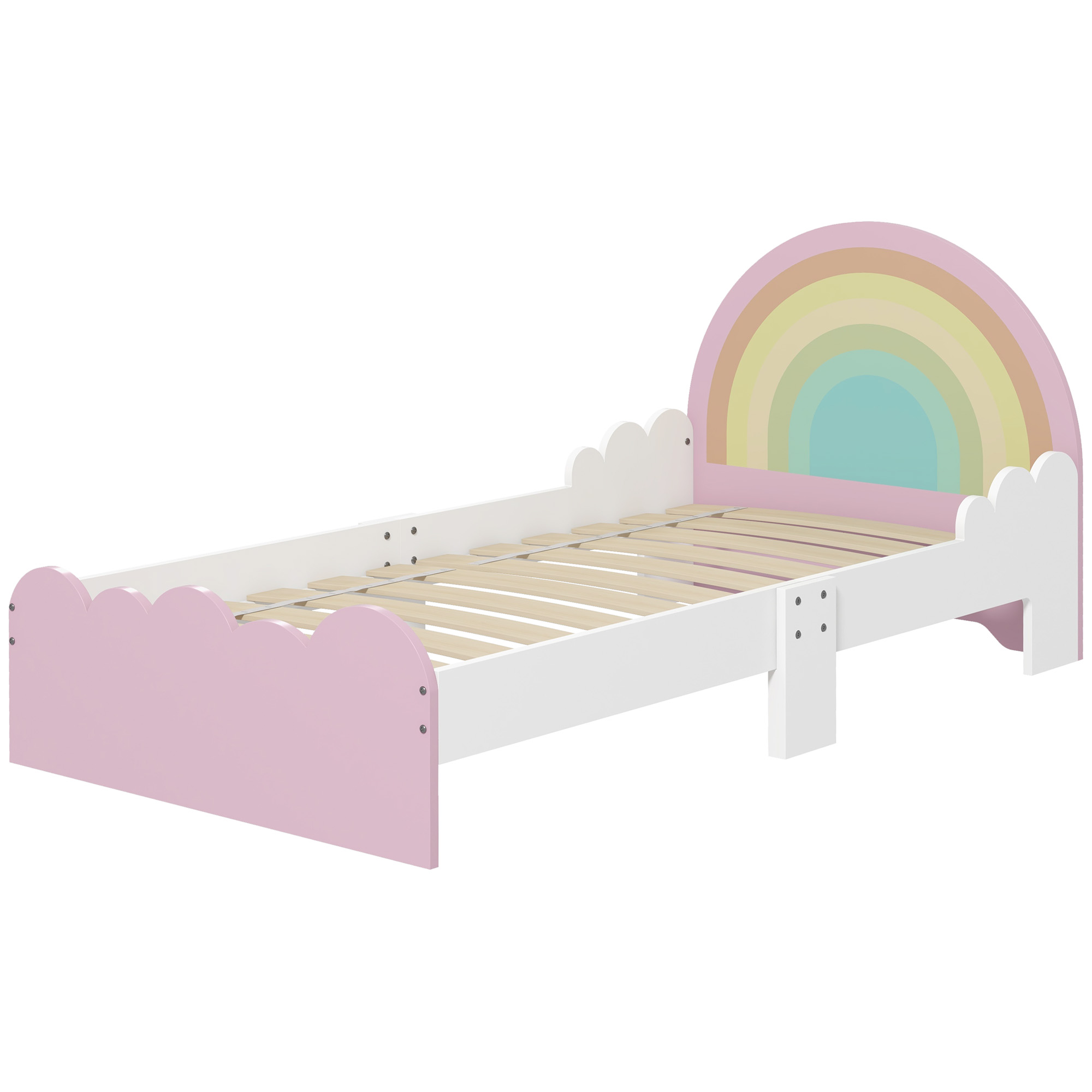 ZONEKIZ Cadru Pat Pentru Copii Mici, Mobilier Dormitor Copii Design Curcubeu Pentru Copii Cu Varsta Cuprinsa Intre 3-6 ani, 143 x 74 x 66 cm, Roz ZONEKIZ Cadru Pat Pentru Copii Mici, Mobilier Dormitor Copii Design Curcubeu Pentru Copii Cu Varsta Cuprinsa Intre 3-6 ani, 143 x 74 x 66 cm, Roz