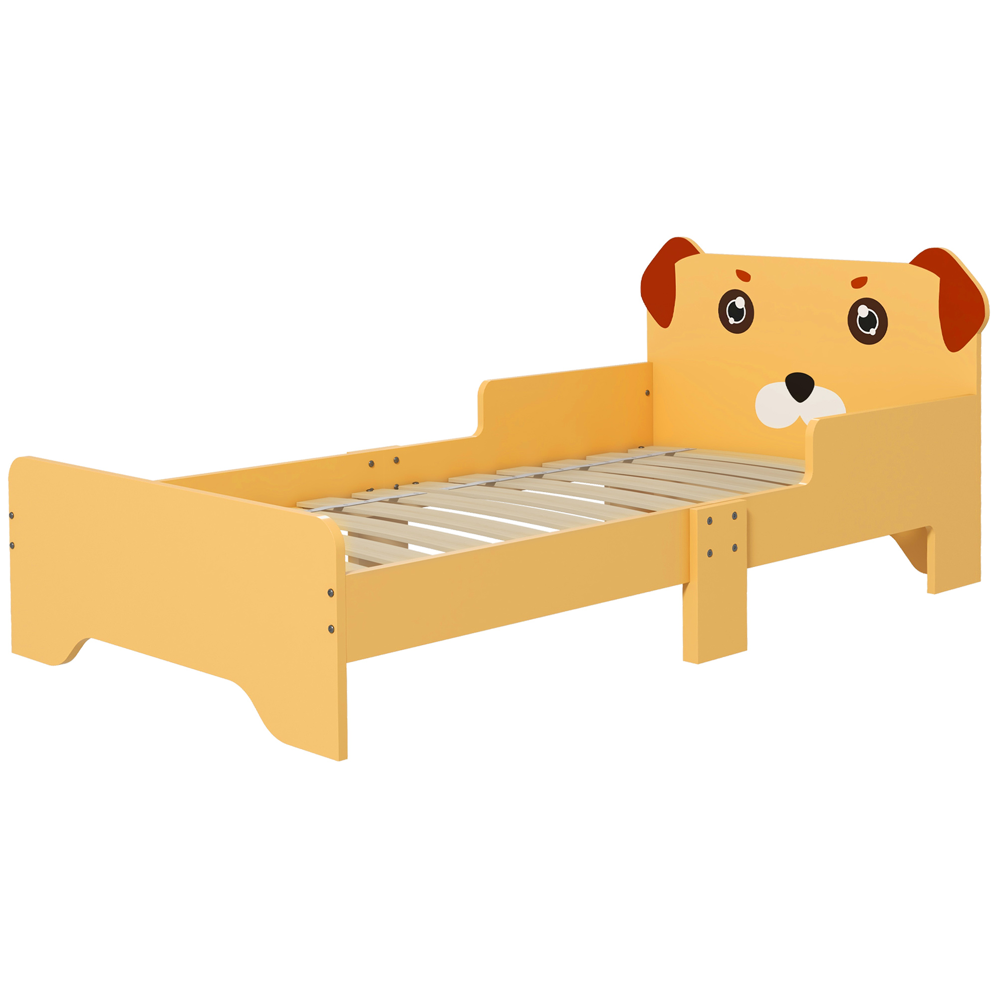 ZONEKIZ Cadru Pat Pentru Copii Mici, Mobilier Dormitor Pentru Copii Cu Varsta De 3-6 Ani Design Cu Tematica Catelus, 143 x 74 x 58 cm, Galben ZONEKIZ Cadru Pat Pentru Copii Mici, Mobilier Dormitor Pentru Copii Cu Varsta De 3-6 Ani Design Cu Tematica Catelus, 143 x 74 x 58 cm, Galben