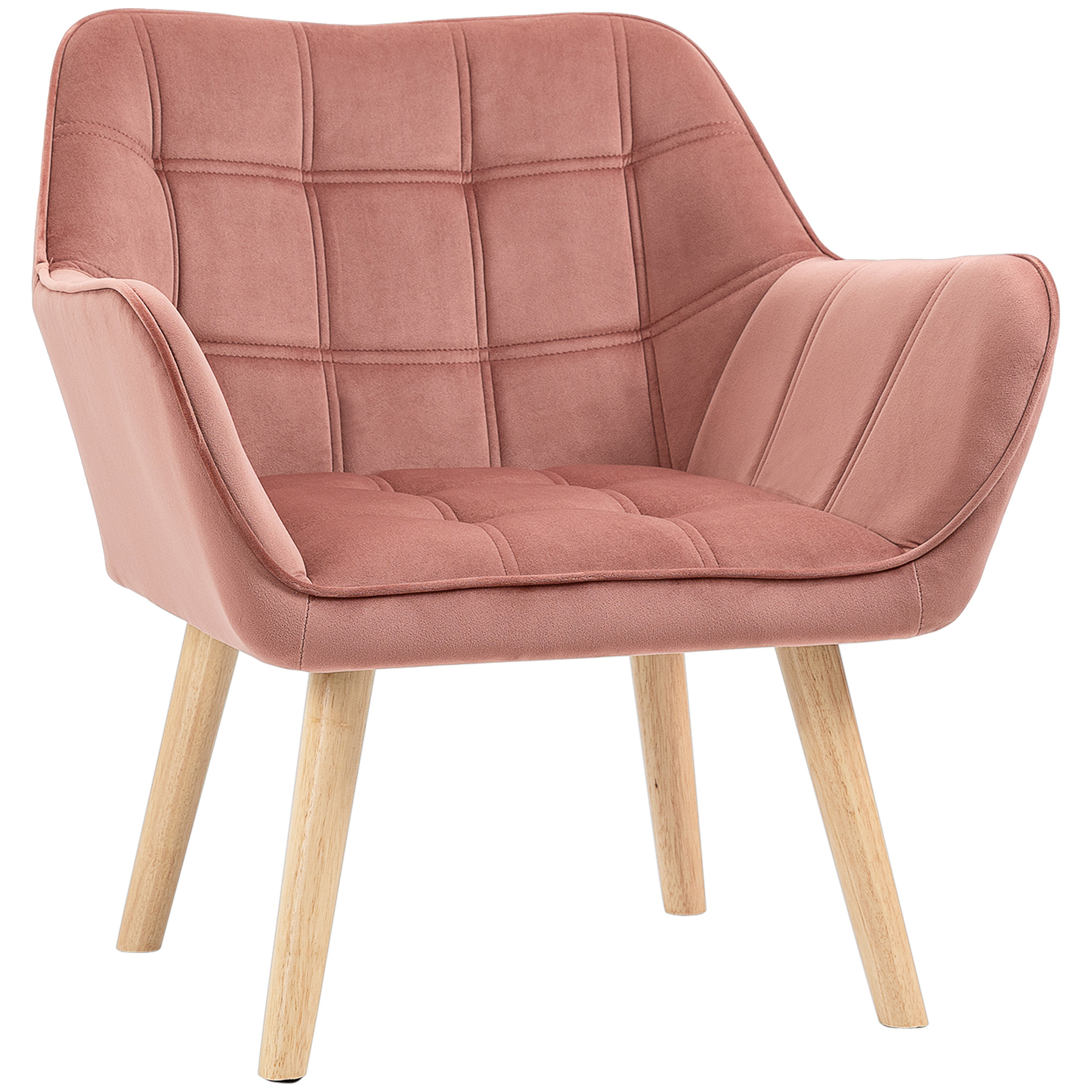 Fotoliu in stil nordic din lemn si efect de catifea roz pentru sufragerie sau birou, 68,5x61x72,5cm HOMCOM | Aosom RO Fotoliu in stil nordic din lemn si efect de catifea roz pentru sufragerie sau birou, 68,5x61x72,5cm HOMCOM | Aosom RO