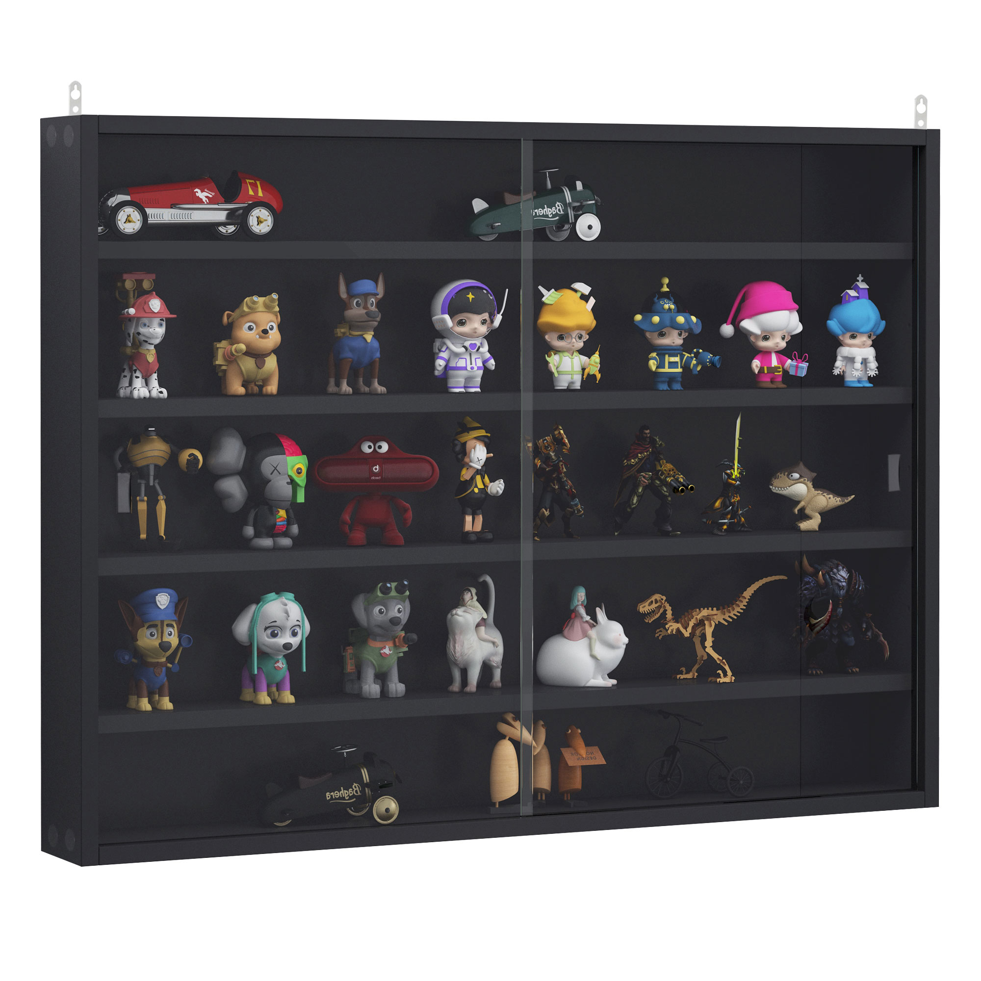 HOMCOM 5-story Wall Shelf Display Cabinet w/2 Glass Doors and 4 Adjustable Shelves HOMCOM 5-story Wall Shelf Display Cabinet w/2 Glass Doors and 4 Adjustable Shelves