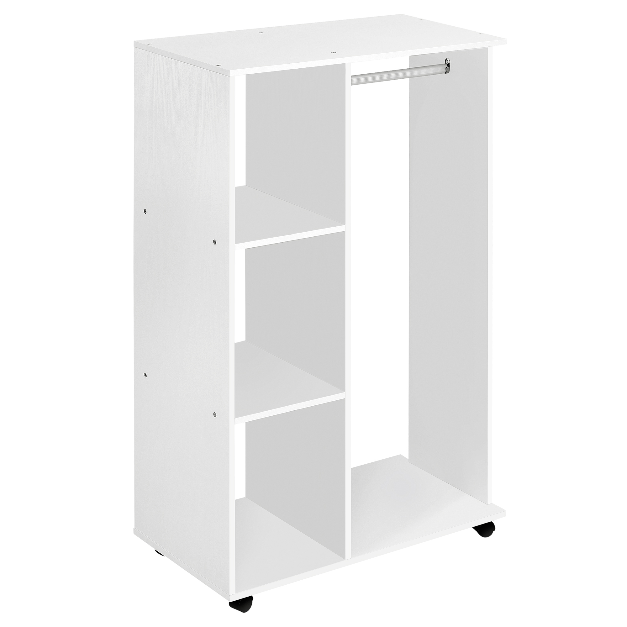 HomCom Armadio Guardaroba con Ruote in Legno, bianco, 80x40x128cm HomCom Armadio Guardaroba con Ruote in Legno, bianco, 80x40x128cm