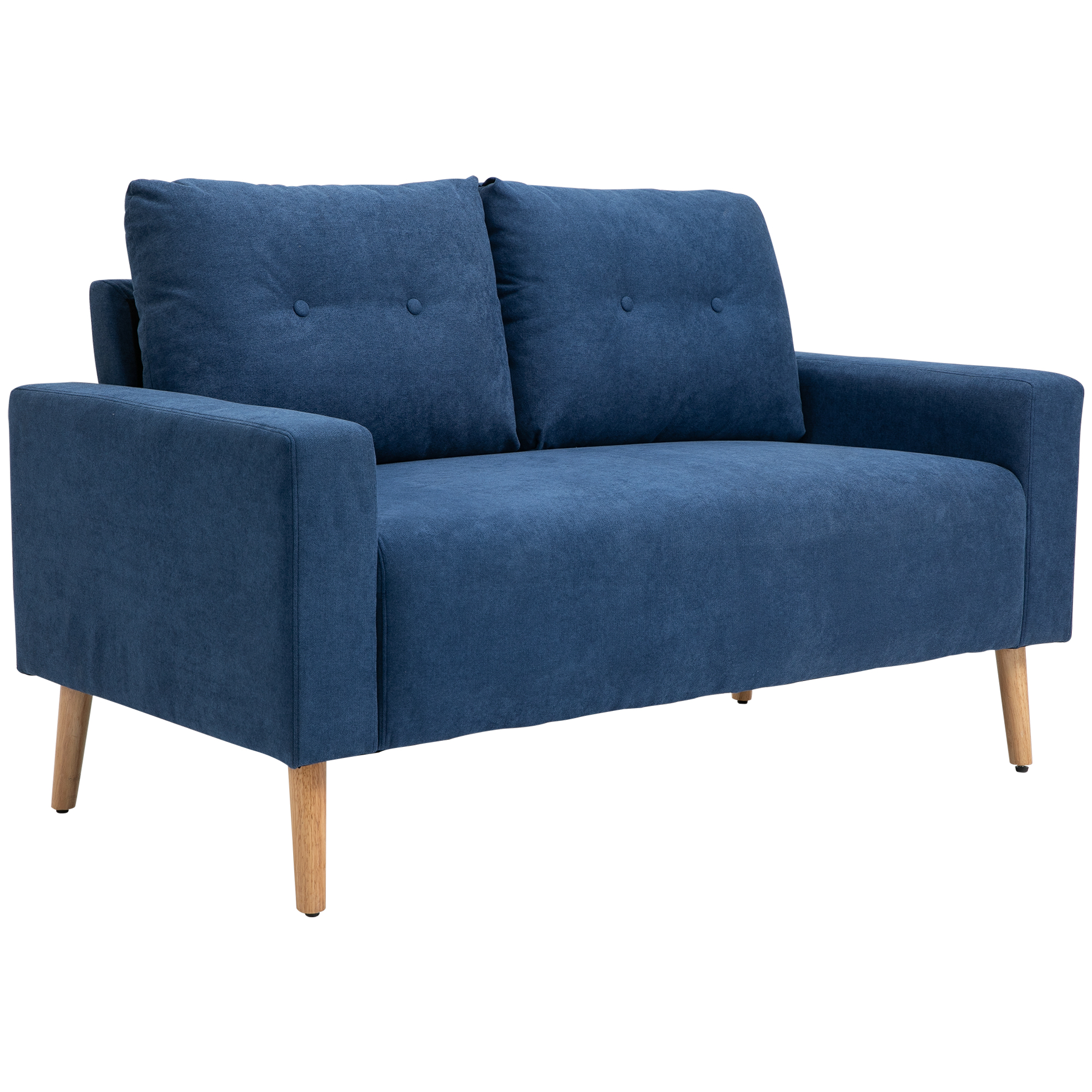 HOMCOM Canapea 2 Locuri Moderna in Stil Nordic cu Spatar Matlasat, din Poliester si Lemn, 145x76x88 cm, Albastru HOMCOM Canapea 2 Locuri Moderna in Stil Nordic cu Spatar Matlasat, din Poliester si Lemn, 145x76x88 cm, Albastru