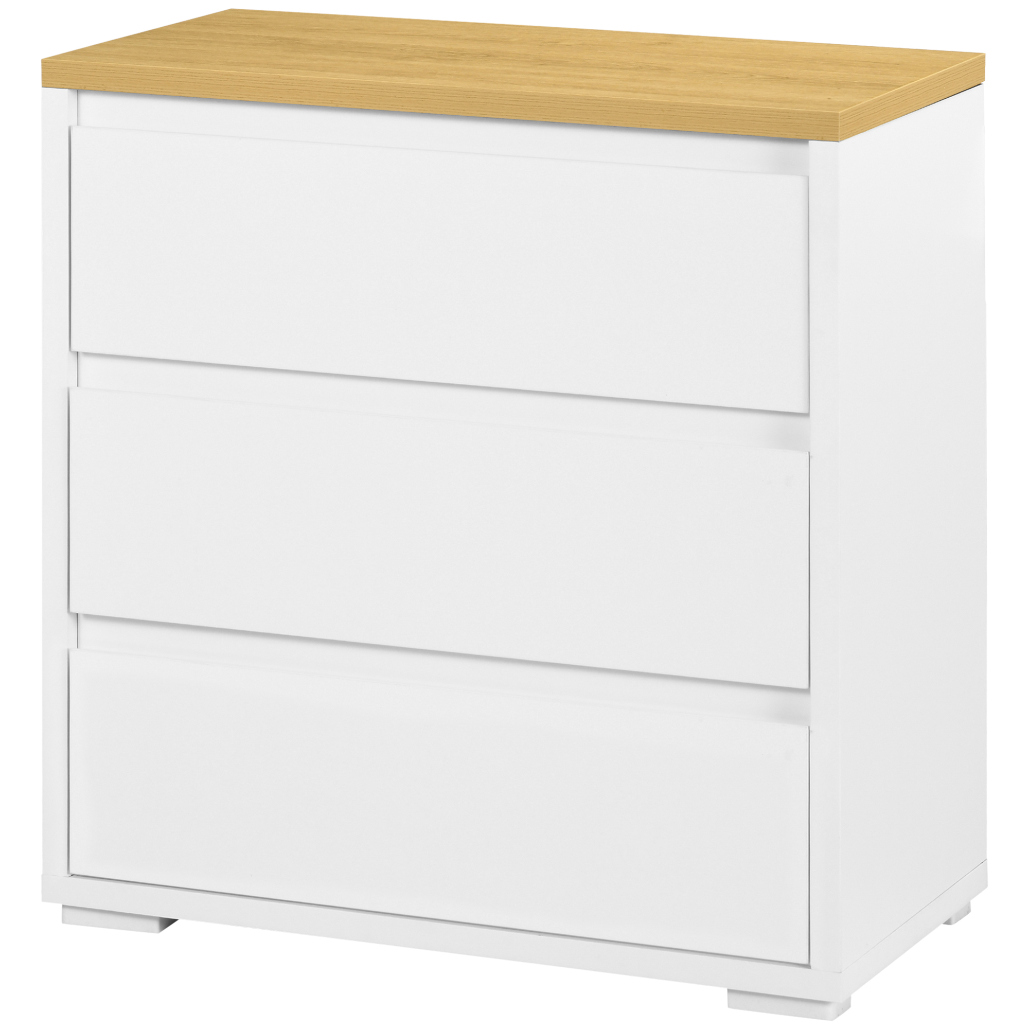 HOMCOM Comodă Depozitare, 3 Sertare, Mobilier Dormitor/Cameră de Zi, Alb/Lemn Natural | Aosom Romania HOMCOM Comodă Depozitare, 3 Sertare, Mobilier Dormitor/Cameră de Zi, Alb/Lemn Natural | Aosom Romania