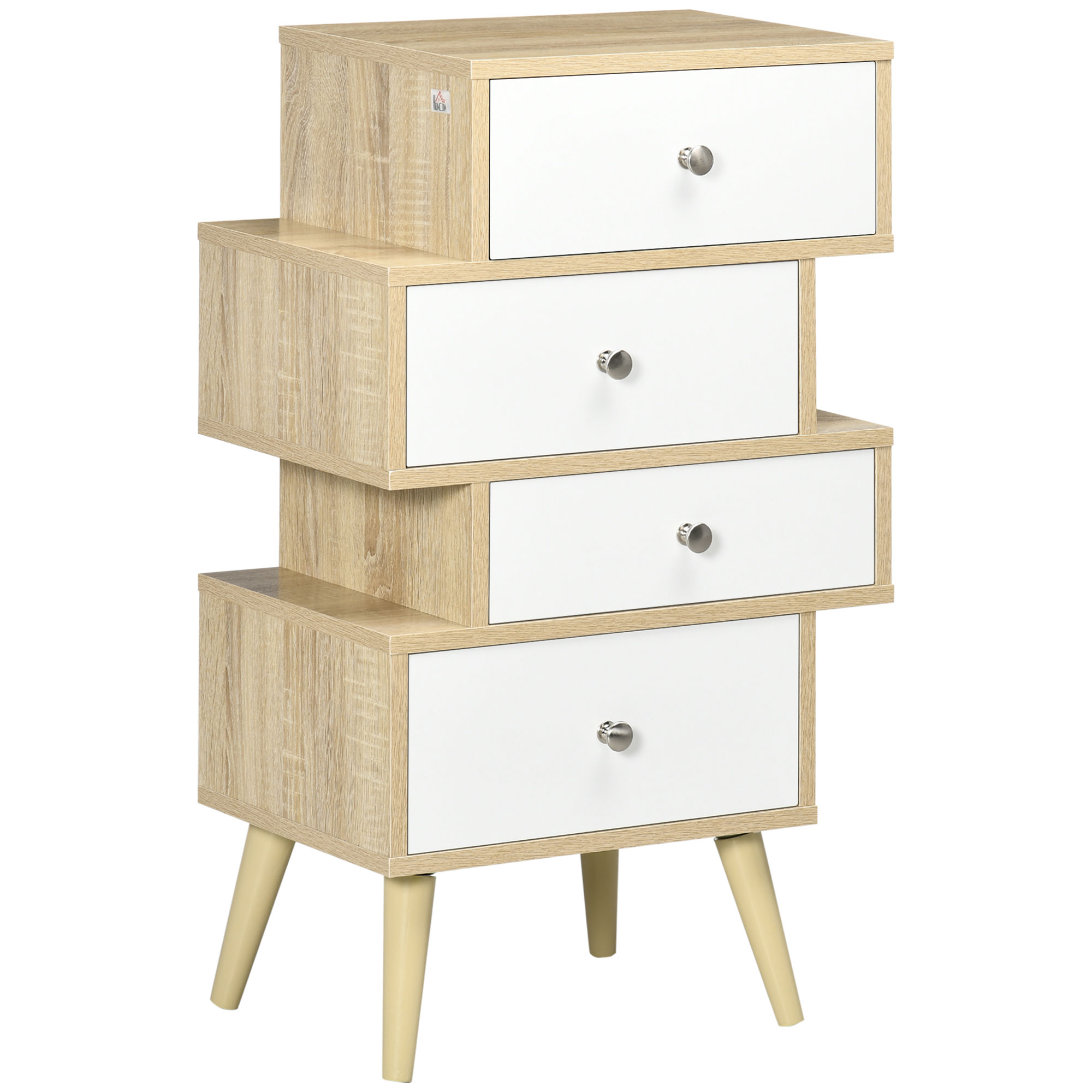HOMCOM Comodă Stil Nordic din Lemn cu Sertare Spațioase, Design Modern, 47x29.5x81cm, Alb și Lemn | Aosom Romania HOMCOM Comodă Stil Nordic din Lemn cu Sertare Spațioase, Design Modern, 47x29.5x81cm, Alb și Lemn | Aosom Romania