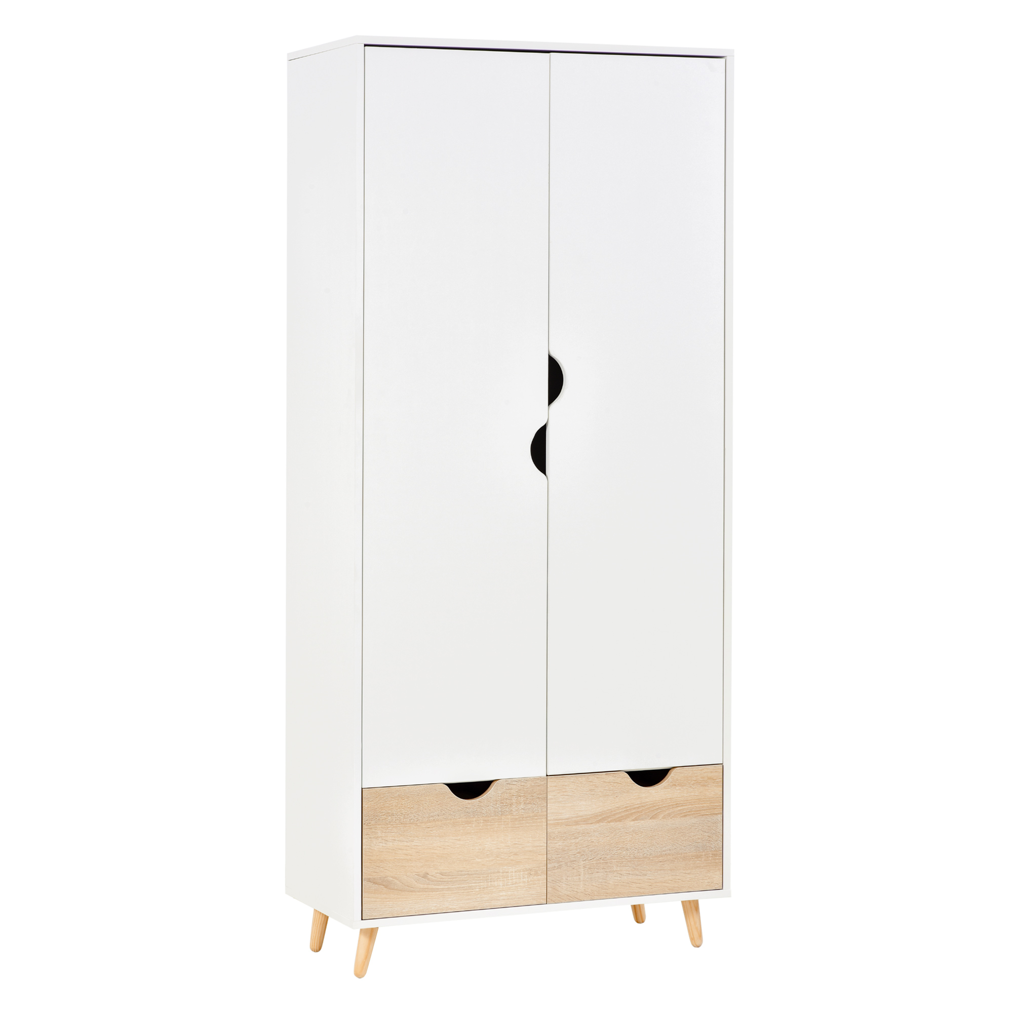 HOMCOM Dulap Multifuncțional Elegant cu Raft, Bară Umerașe și 2 Sertare, Dulap pentru Cameră cu 2 Uși, Alb, 80x40x180cm | Aosom Romania HOMCOM Dulap Multifuncțional Elegant cu Raft, Bară Umerașe și 2 Sertare, Dulap pentru Cameră cu 2 Uși, Alb, 80x40x180cm | Aosom Romania