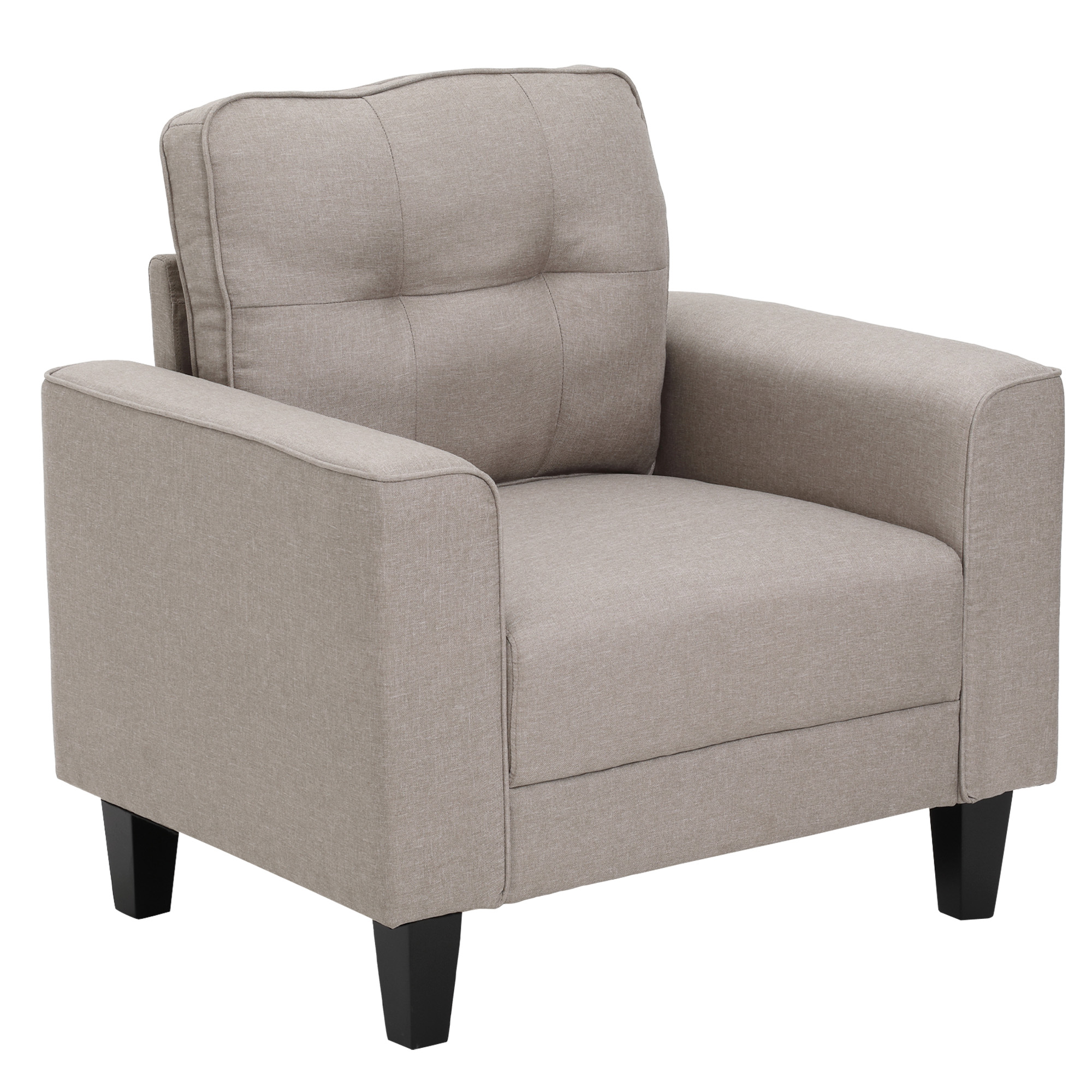 HOMCOM Fotoliu Modern din Stofa cu Picioare din Lemn, Fotoliu pentru Dormitor si Living, 90x72x91cm, Bej HOMCOM Fotoliu Modern din Stofa cu Picioare din Lemn, Fotoliu pentru Dormitor si Living, 90x72x91cm, Bej