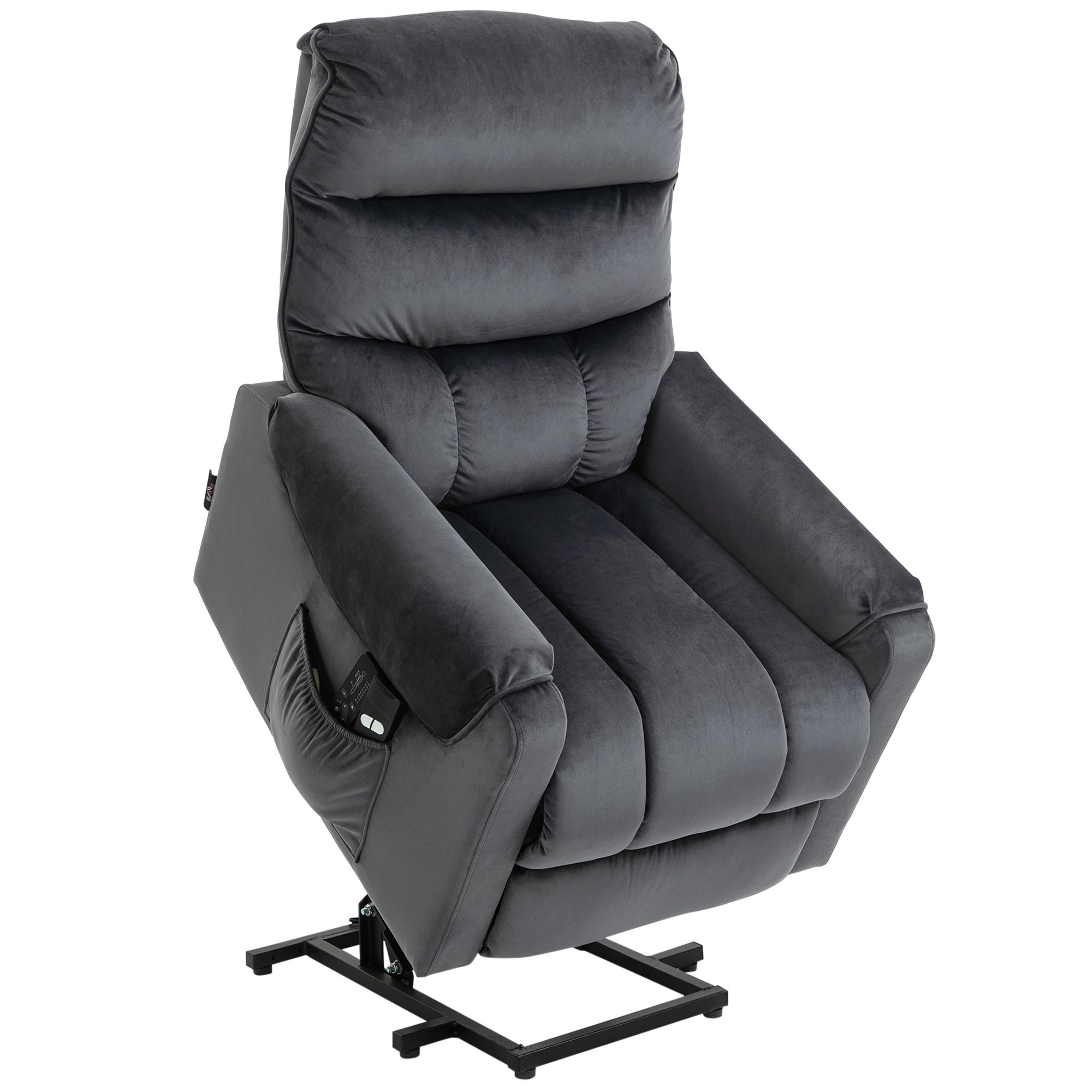 HOMCOM Fotoliu Relax Electric Rabatabil la 135°, Fotoliu cu Masaj cu Sistem de Inaltare cu Teleocmanda, Captuseala dubla si Husa din Catifea 135° HOMCOM Fotoliu Relax Electric Rabatabil la 135°, Fotoliu cu Masaj cu Sistem de Inaltare cu Teleocmanda, Captuseala dubla si Husa din Catifea 135°