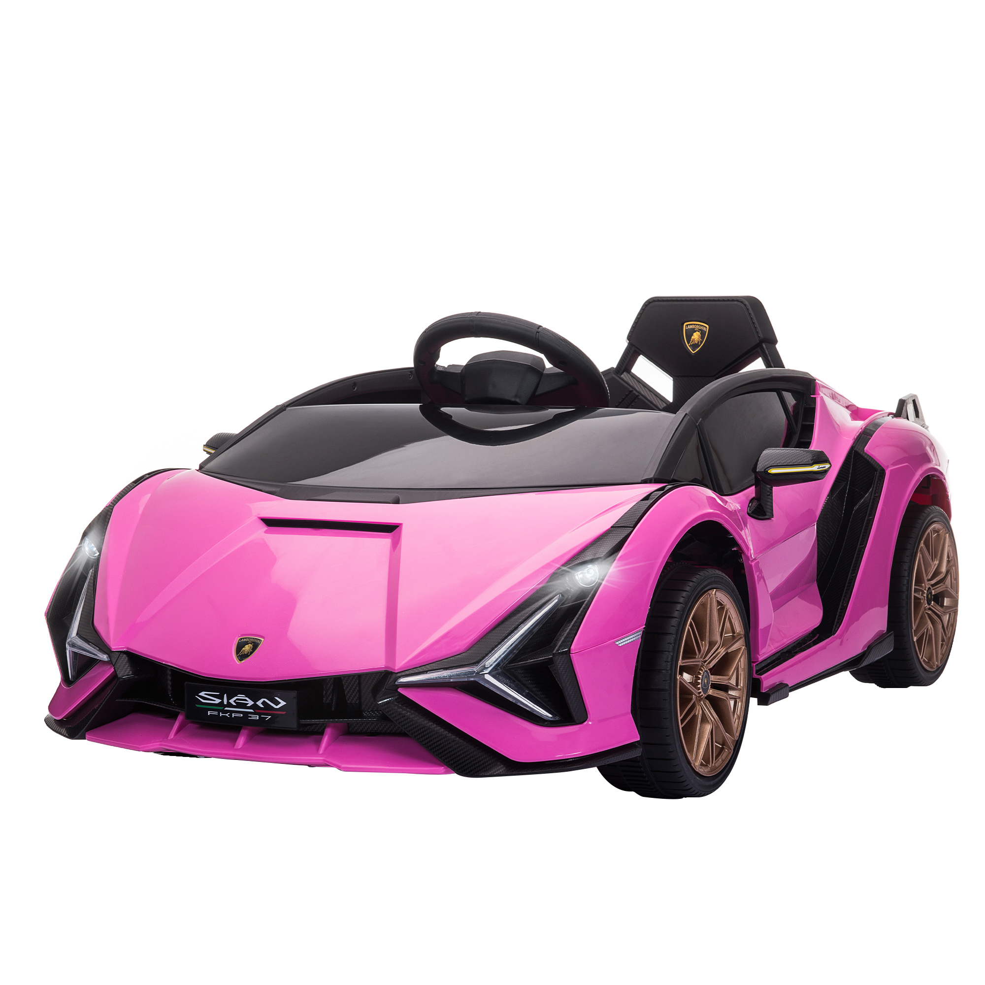 HOMCOM Masina Electrica pentru Copii 12V, Roz Lamborghini 12V cu telecomanda HOMCOM Masina Electrica pentru Copii 12V, Roz Lamborghini 12V cu telecomanda