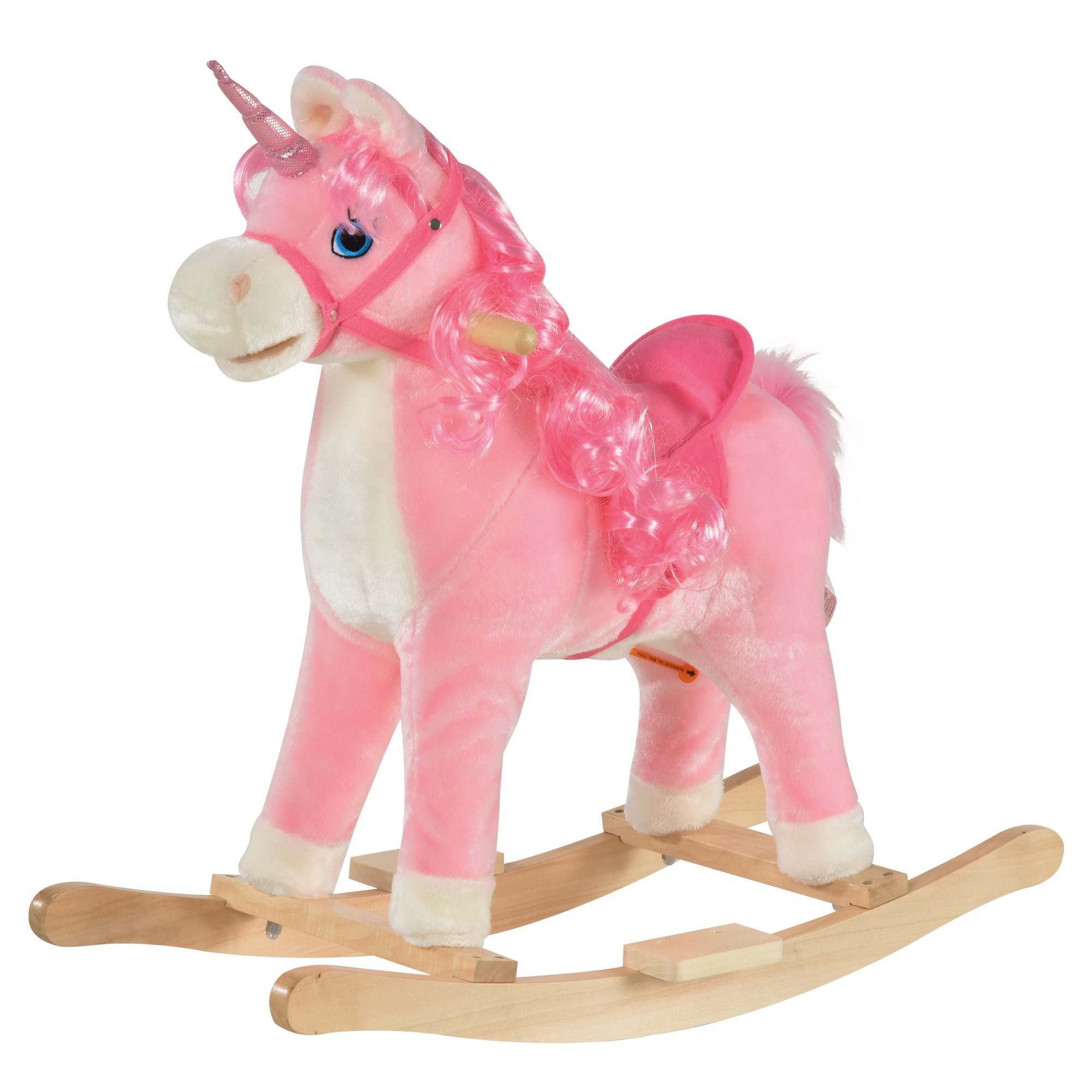 HOMCOM Unicorn Balansoar pentru Copii 36-72 Luni, Jucărie Interactivă cu Sunete din Lemn și Pluș Roz, 74x33x62cm | Aosom Romania HOMCOM Unicorn Balansoar pentru Copii 36-72 Luni, Jucărie Interactivă cu Sunete din Lemn și Pluș Roz, 74x33x62cm | Aosom Romania