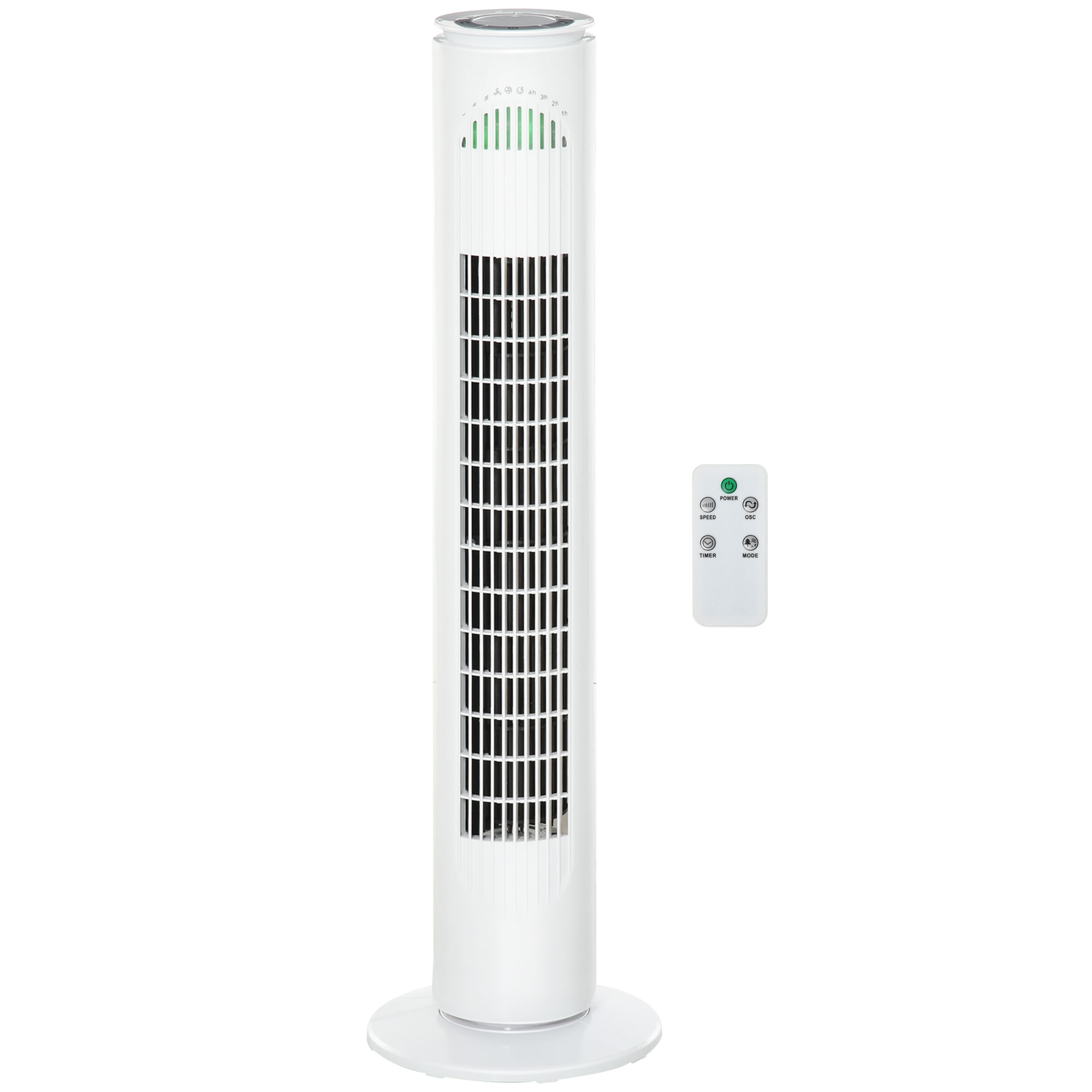 HOMCOM Ventilator Turn cu 3 Moduri și 3 Viteze cu Cronometru 10h, Ventilator de Podea ABS cu Telecomandă, Ø22x77 cm, Alb HOMCOM Ventilator Turn cu 3 Moduri și 3 Viteze cu Cronometru 10h, Ventilator de Podea ABS cu Telecomandă, Ø22x77 cm, Alb