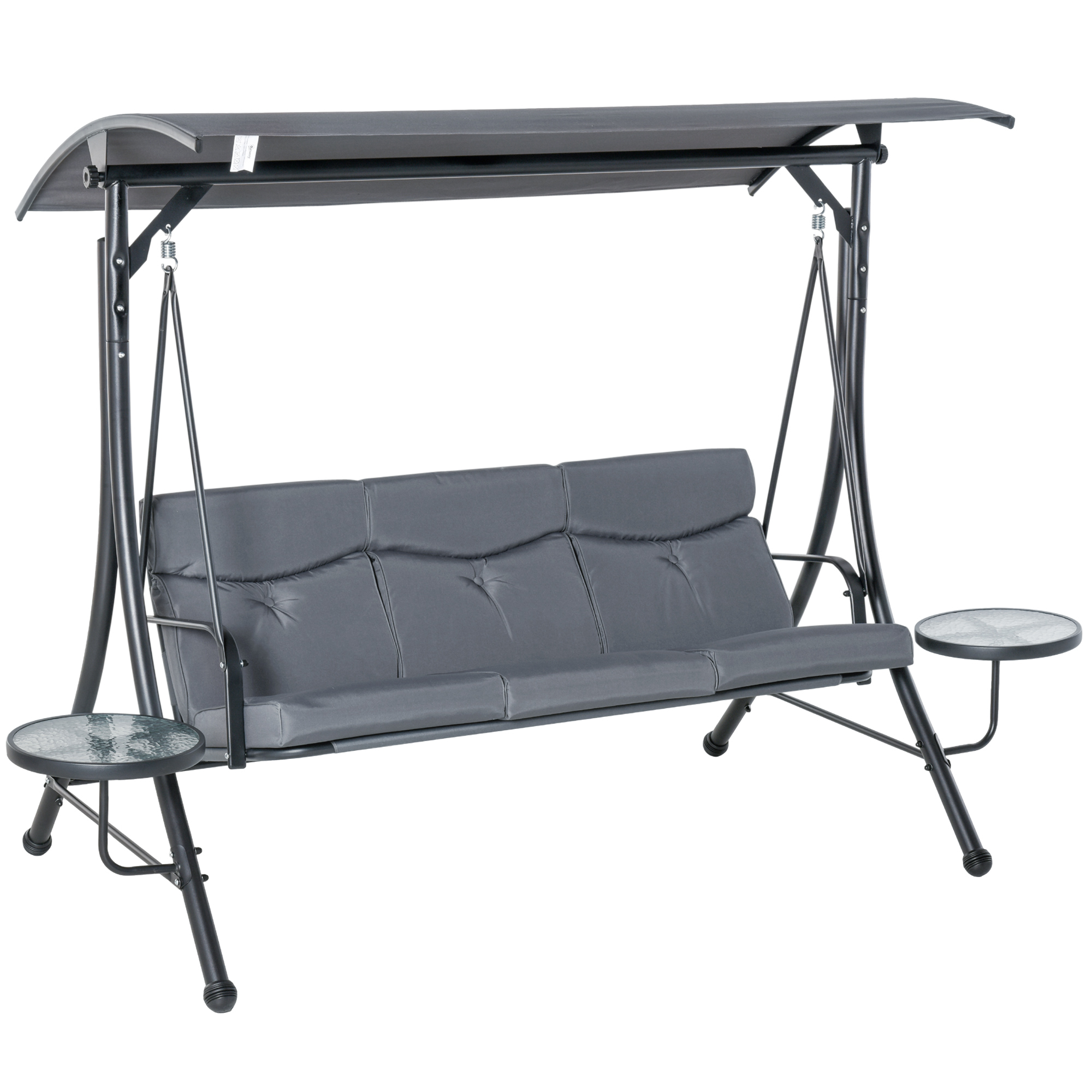 Outsunny Balansoar cu 3 scaune de gradina sau balcon cu acoperis si 2 mese de cafea Outsunny Balansoar cu 3 scaune de gradina sau balcon cu acoperis si 2 mese de cafea