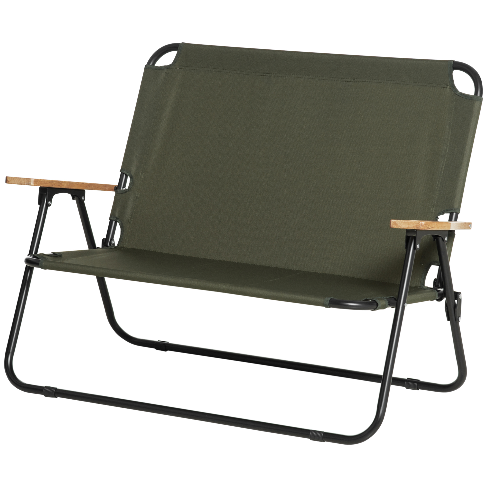 Outsunny Canapea de Camping Pliabilă Dublă, 2 Locuri, cu Mâner și Cotiere, Confortabilă, Verde | Aosom Romania Outsunny Canapea de Camping Pliabilă Dublă, 2 Locuri, cu Mâner și Cotiere, Confortabilă, Verde | Aosom Romania