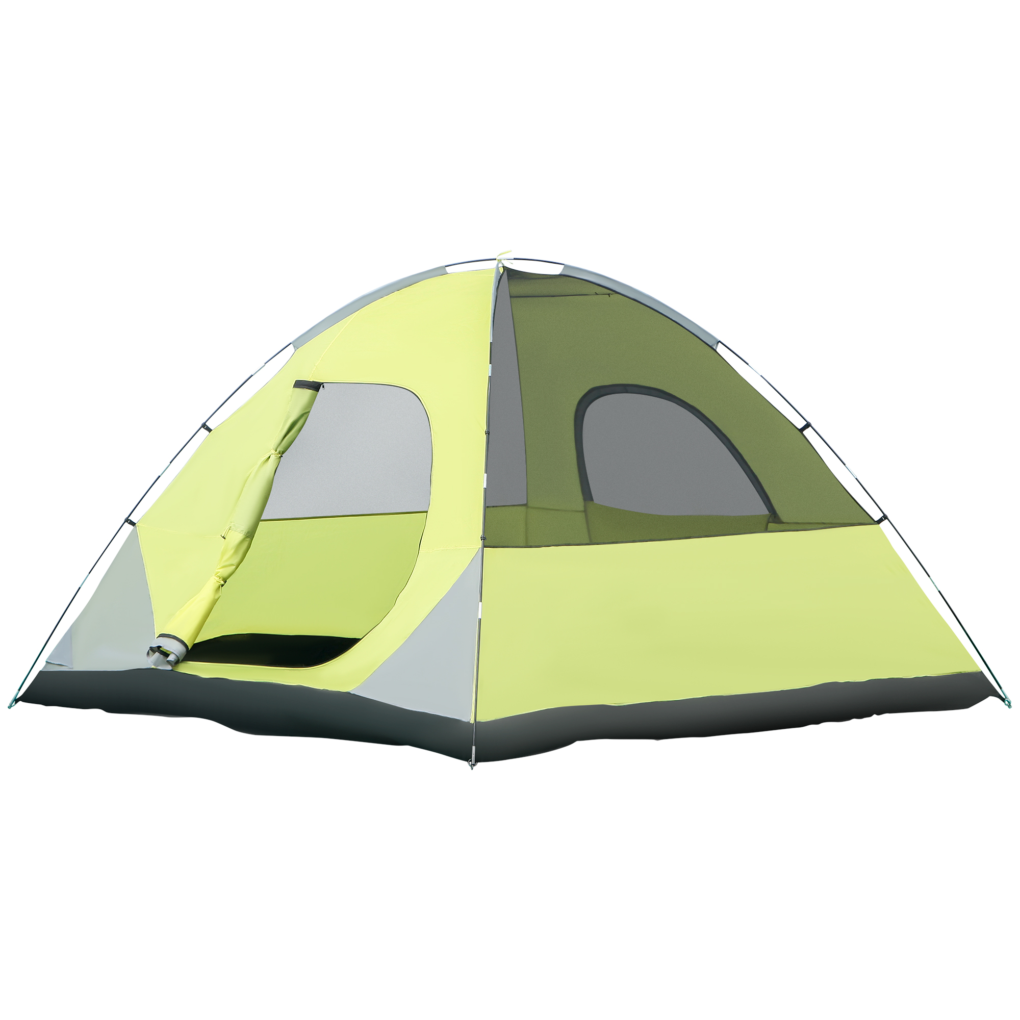 Outsunny Cort de Camping pentru 3-4 Persoane, Cort Impermeabil și Rezistent la UV, 3x3x1.8m, Galben și Gri Outsunny Cort de Camping pentru 3-4 Persoane, Cort Impermeabil și Rezistent la UV, 3x3x1.8m, Galben și Gri