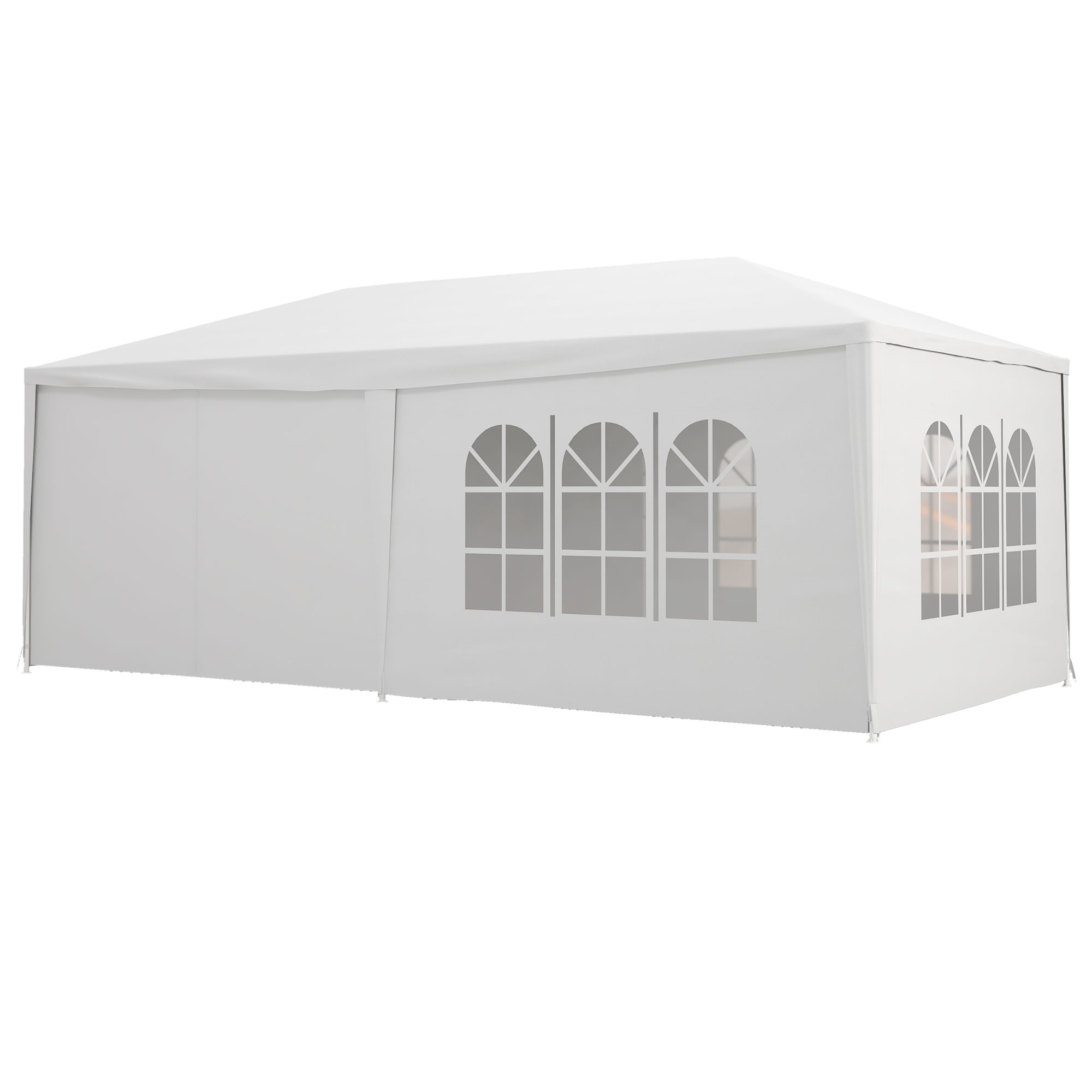 Outsunny Cort pentru Petreceri 6x3m cu Pereti Laterali Detasabili, Foisor de Gradina cu Usi si Ferestre, Alb Outsunny Cort pentru Petreceri 6x3m cu Pereti Laterali Detasabili, Foisor de Gradina cu Usi si Ferestre, Alb