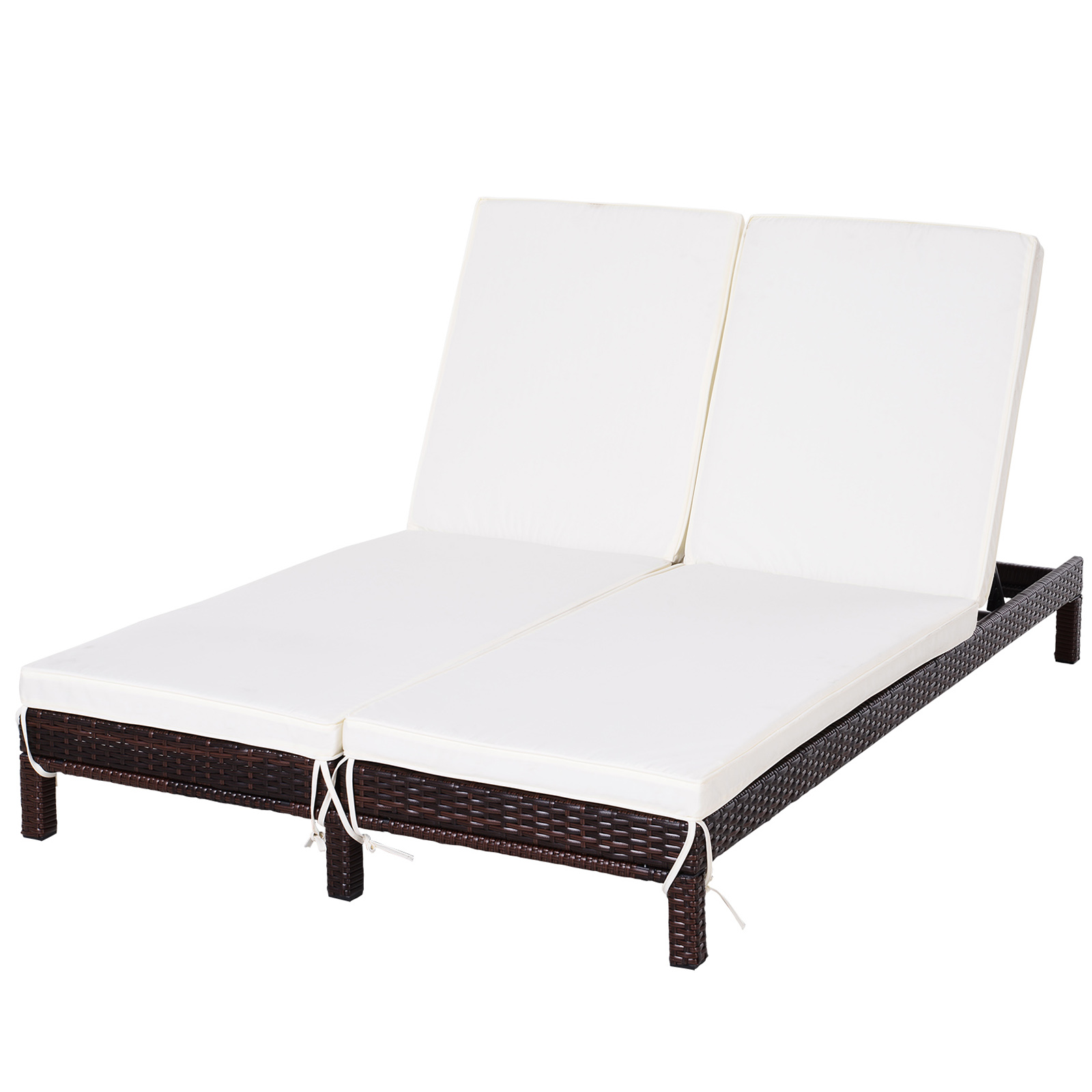 Outsunny Șezlong cu 2 Locuri din Oțel și Ratan Maro Alb cu Spătar Reglabil pentru Confort Maxim în Grădină 195x120x28cm | Aosom Romania Outsunny Șezlong cu 2 Locuri din Oțel și Ratan Maro Alb cu Spătar Reglabil pentru Confort Maxim în Grădină 195x120x28cm | Aosom Romania
