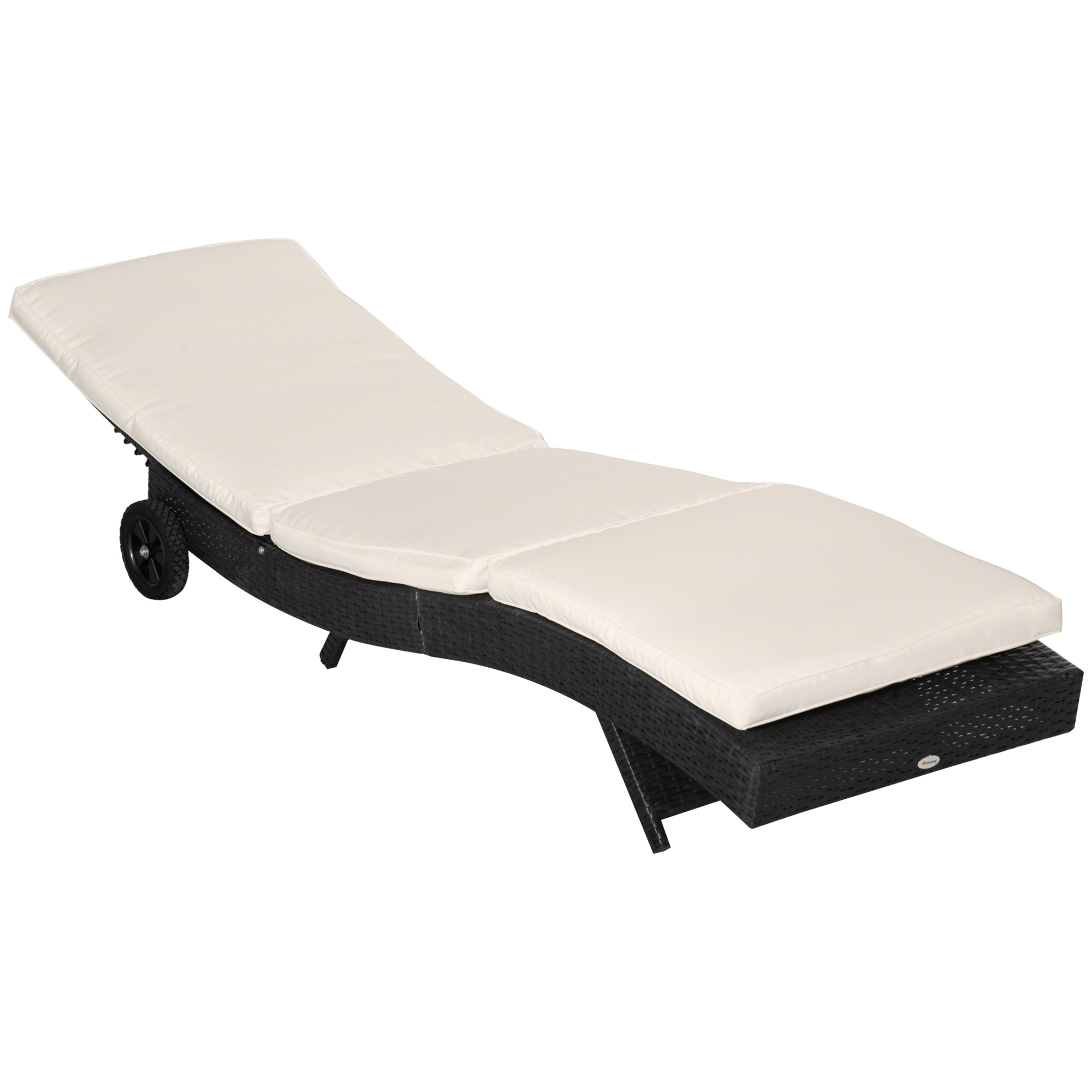 Outsunny Șezlong de Grădină din Ratan PE Negru cu Spătar Reglabil și Pernă Captușită pentru Relaxare Optimală 207x70x70cm | Aosom Romania Outsunny Șezlong de Grădină din Ratan PE Negru cu Spătar Reglabil și Pernă Captușită pentru Relaxare Optimală 207x70x70cm | Aosom Romania