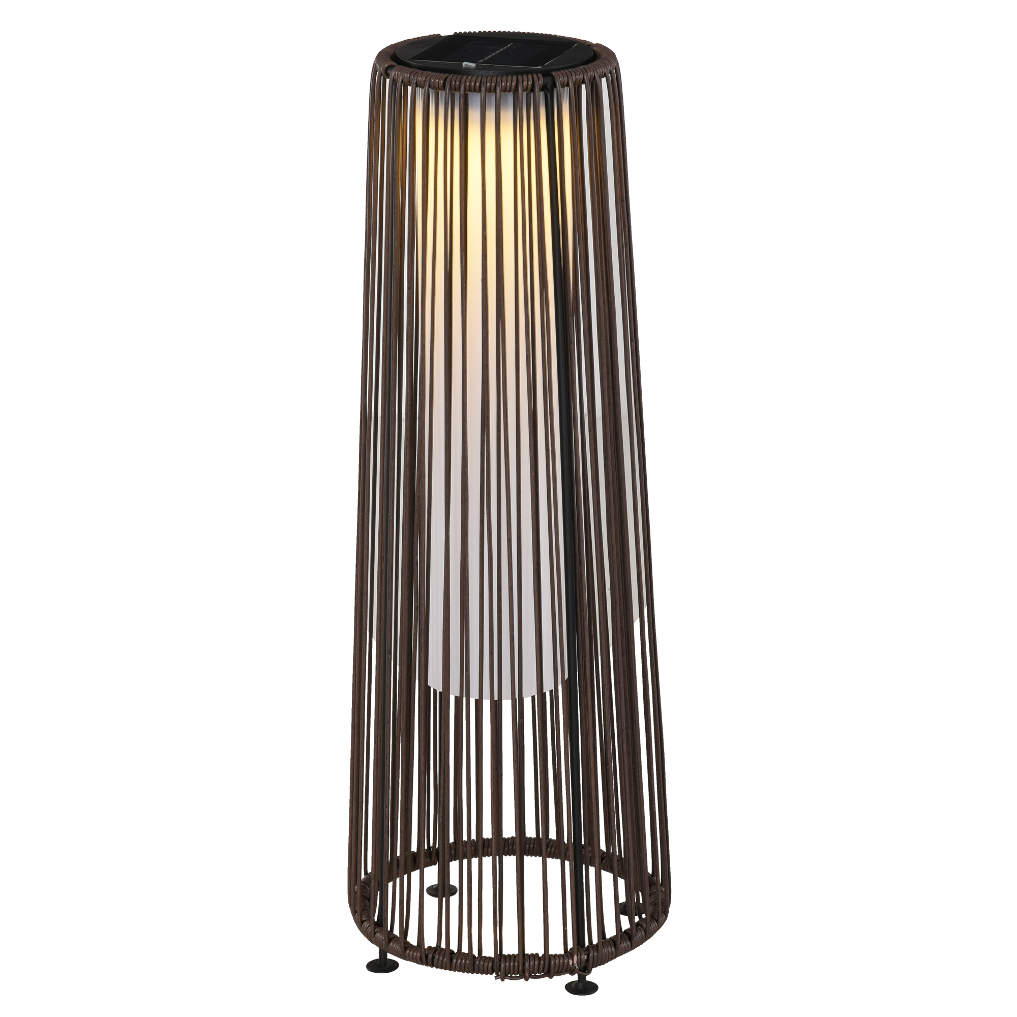Outsunny Lanternă Solară de Grădină cu Panou de Încărcare, Lampă solară de Exterior din Metal și Ratan, Ø21.5x61 cm, Maro Outsunny Lanternă Solară de Grădină cu Panou de Încărcare, Lampă solară de Exterior din Metal și Ratan, Ø21.5x61 cm, Maro