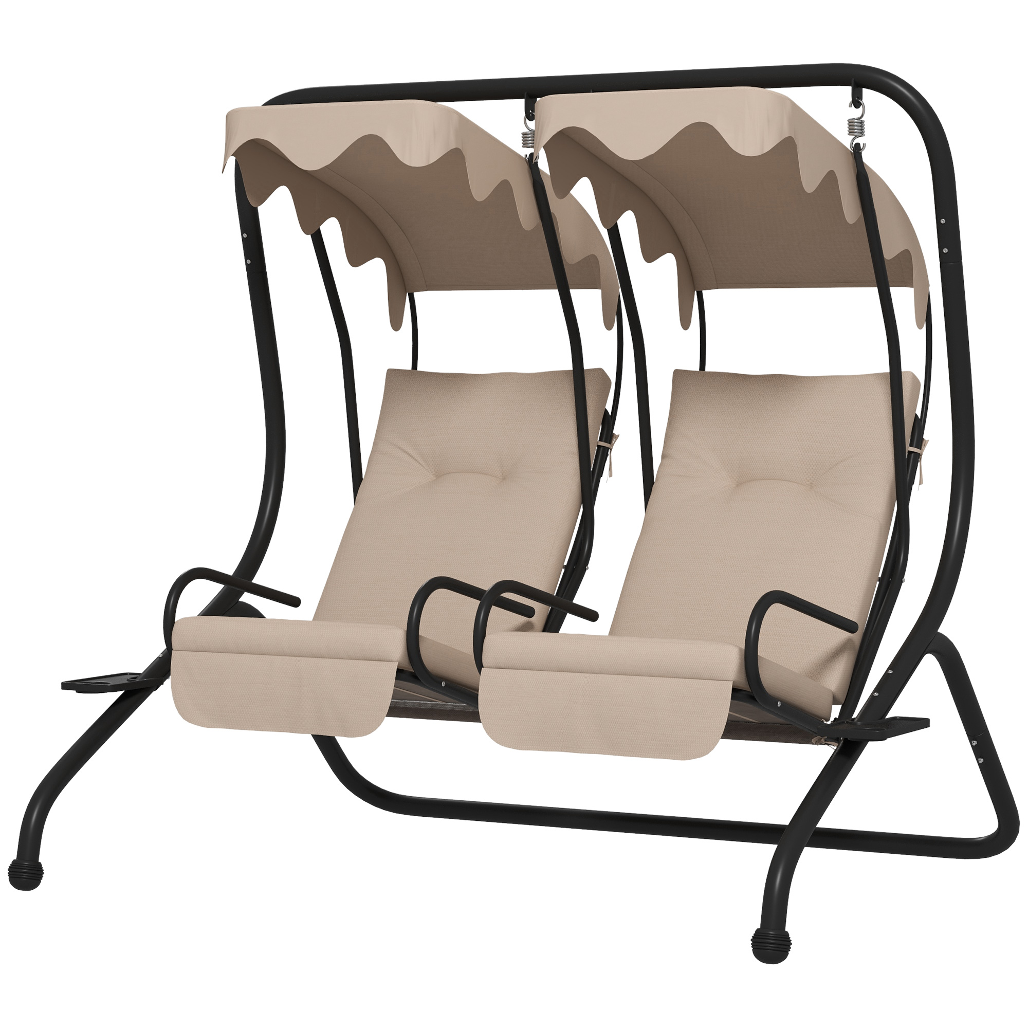 Outsunny Leagăn de Grădină cu 2 Locuri cu Scaune Separate și Acoperiș Solar, Oțel și Poliester, 170x136x170 cm, Bej Outsunny Leagăn de Grădină cu 2 Locuri cu Scaune Separate și Acoperiș Solar, Oțel și Poliester, 170x136x170 cm, Bej