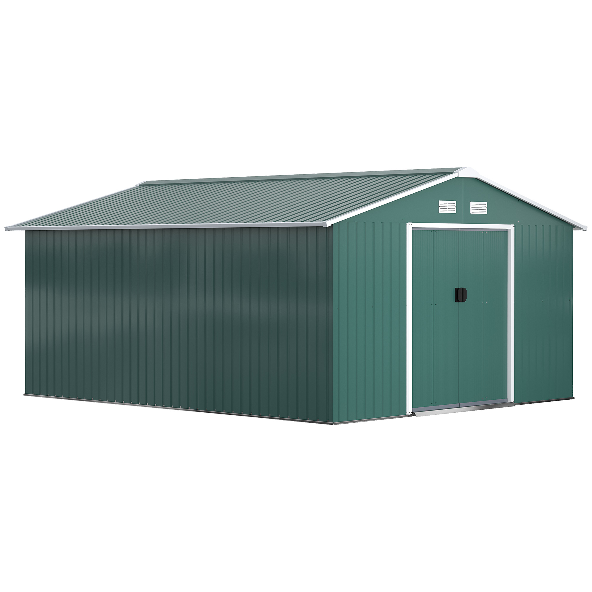 Outsunny Magazie pentru Unelte din Oțel Galvanizat, Magazie pentru Organizare și Depozitare 3.4x3.86x2 m, Verde | Aosom Romania Outsunny Magazie pentru Unelte din Oțel Galvanizat, Magazie pentru Organizare și Depozitare 3.4x3.86x2 m, Verde | Aosom Romania