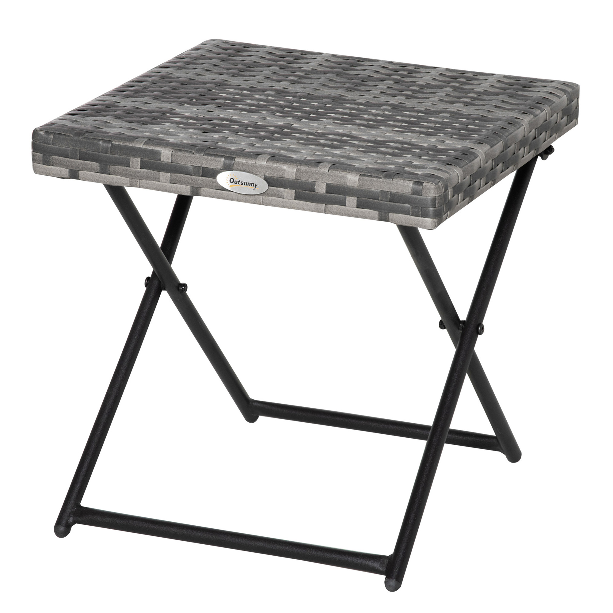 Outsunny Măsuță Pliabilă pentru Grădină din Ratan Sintetic și Oțel Spațiu-Eficient 40x40x40cm Gri | Aosom Romania Outsunny Măsuță Pliabilă pentru Grădină din Ratan Sintetic și Oțel Spațiu-Eficient 40x40x40cm Gri | Aosom Romania