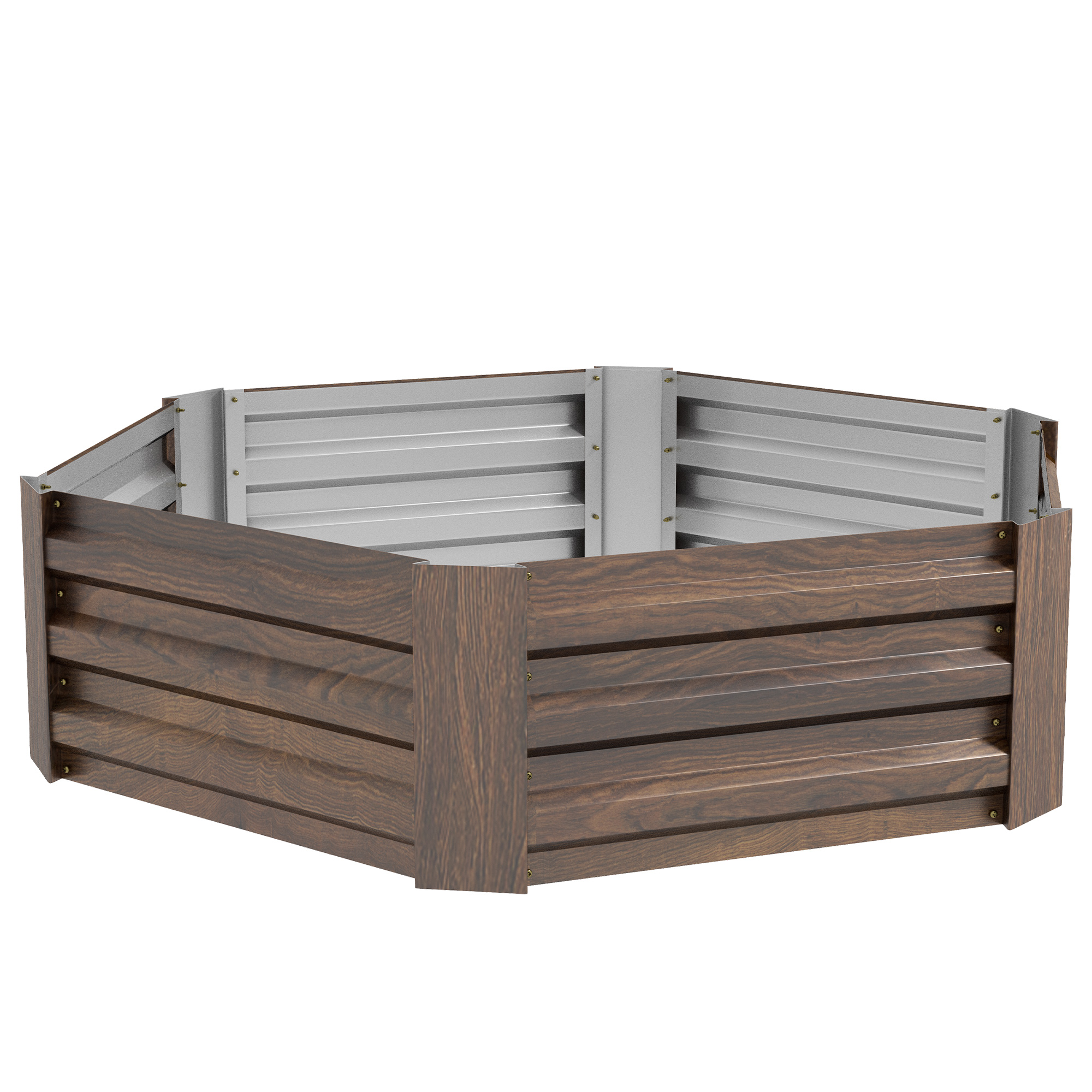 Outsunny Pat de Grădină Hexagonal Înaltat Galvanizat, Cutie de Plantare de Exterior cu Margini de Siguranță și Bază Deschisă | Aosom Romania Outsunny Pat de Grădină Hexagonal Înaltat Galvanizat, Cutie de Plantare de Exterior cu Margini de Siguranță și Bază Deschisă | Aosom Romania