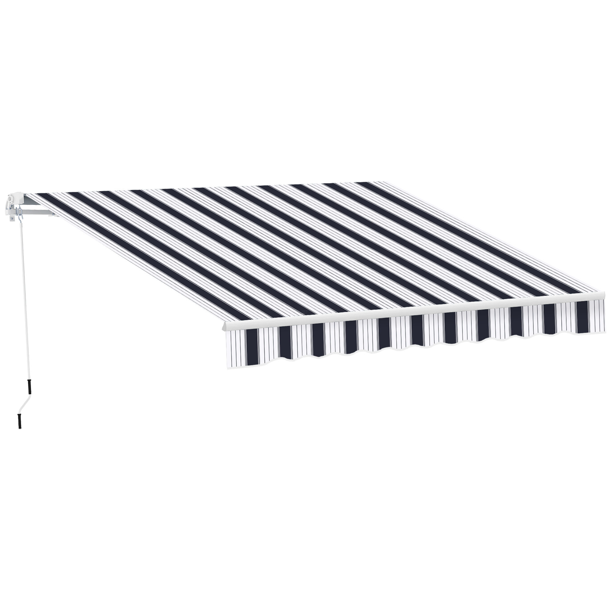 Outsunny Perdea Soare Rulou Exterior Manual cu Dungi Albastru și Alb pentru Terasă și Balcon 2.5x2m | Aosom Romania Outsunny Perdea Soare Rulou Exterior Manual cu Dungi Albastru și Alb pentru Terasă și Balcon 2.5x2m | Aosom Romania