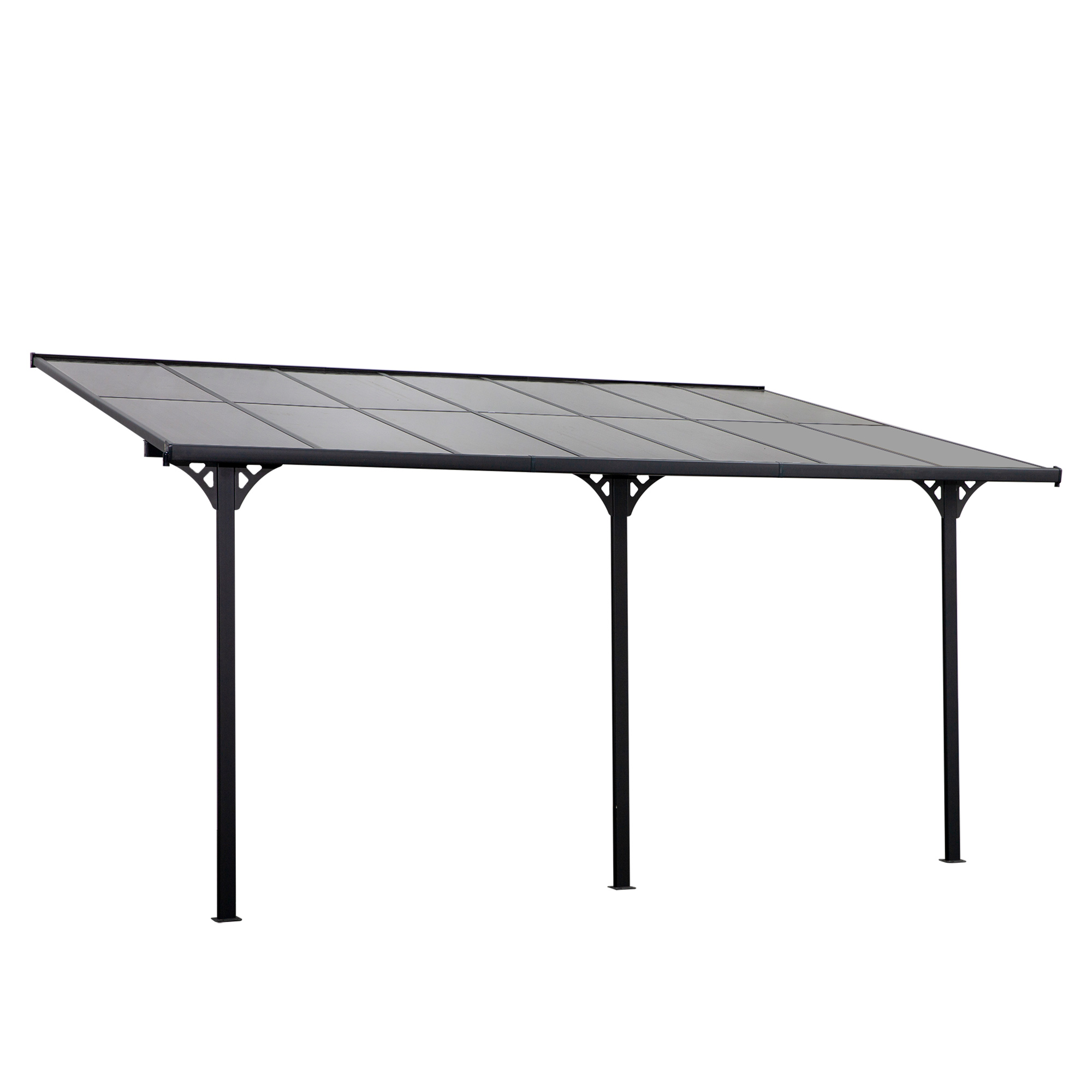 Outsunny Pergola montata pentru gradina 4.35x3.02m, foisor pergola pentru exterior din policarbonat si aluminiu, montare reglabila, gri Outsunny Pergola montata pentru gradina 4.35x3.02m, foisor pergola pentru exterior din policarbonat si aluminiu, montare reglabila, gri