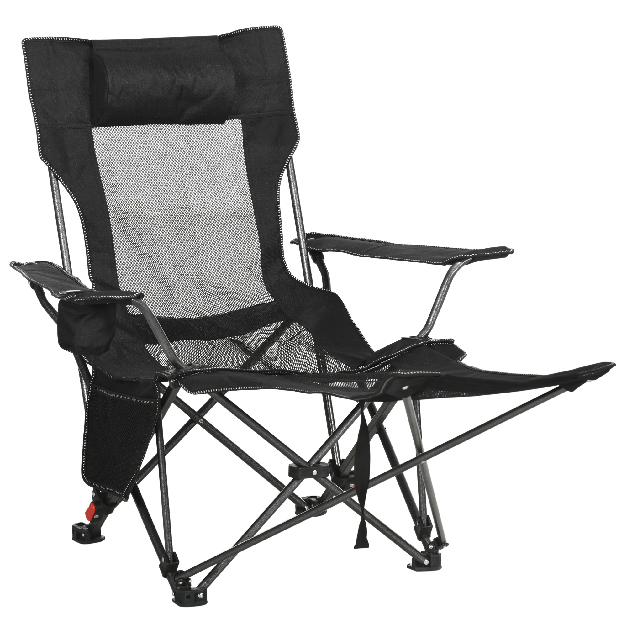 Outsunny Scaun Pliabil pentru Camping cu Spătar Reglabil și Suport pentru Picioare, Portabil și Confortabil, Negru, 58x148x90cm | Aosom Romania Outsunny Scaun Pliabil pentru Camping cu Spătar Reglabil și Suport pentru Picioare, Portabil și Confortabil, Negru, 58x148x90cm | Aosom Romania