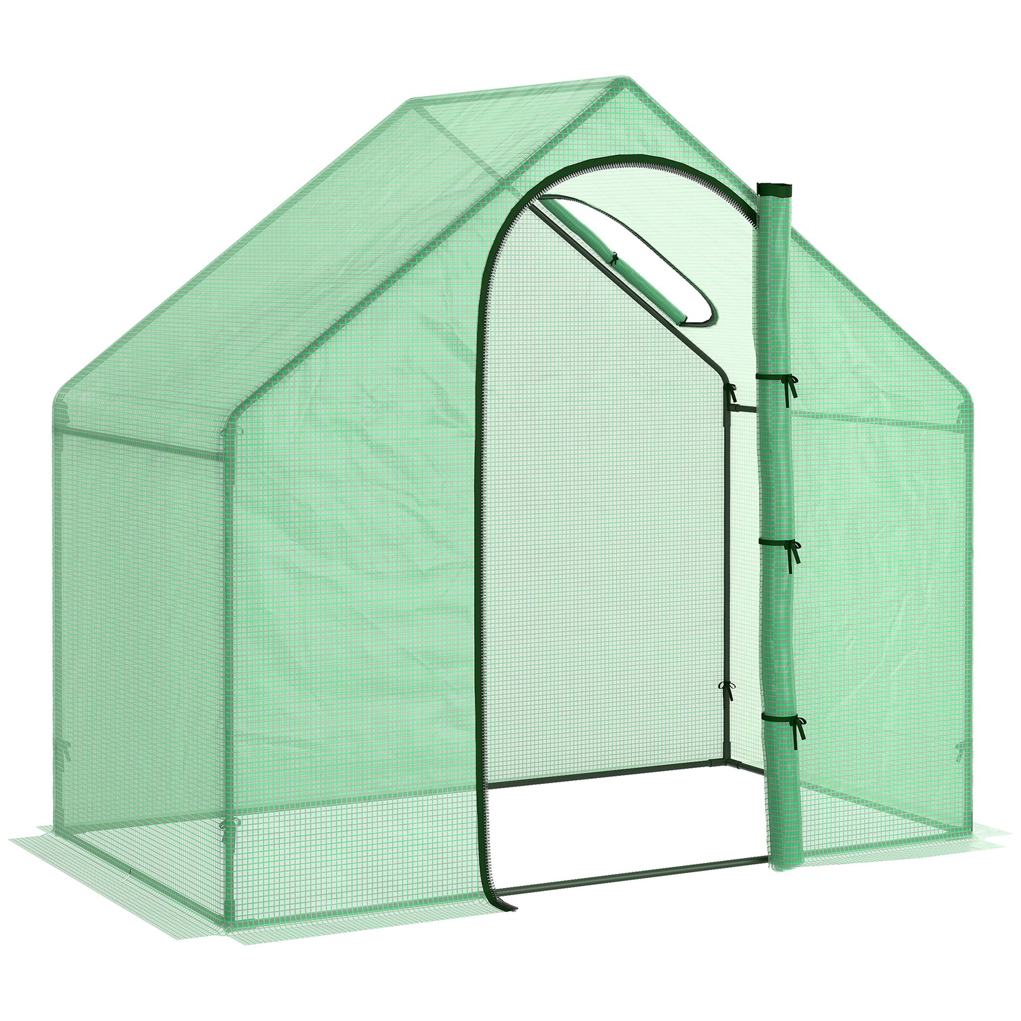 Outsunny Sera Cabina Portabila 180x100cmx168cm, Folie PE, Cadru de Otel, Usa cu Fermoar, Aerisire Superioara, Verde Outsunny Sera Cabina Portabila 180x100cmx168cm, Folie PE, Cadru de Otel, Usa cu Fermoar, Aerisire Superioara, Verde