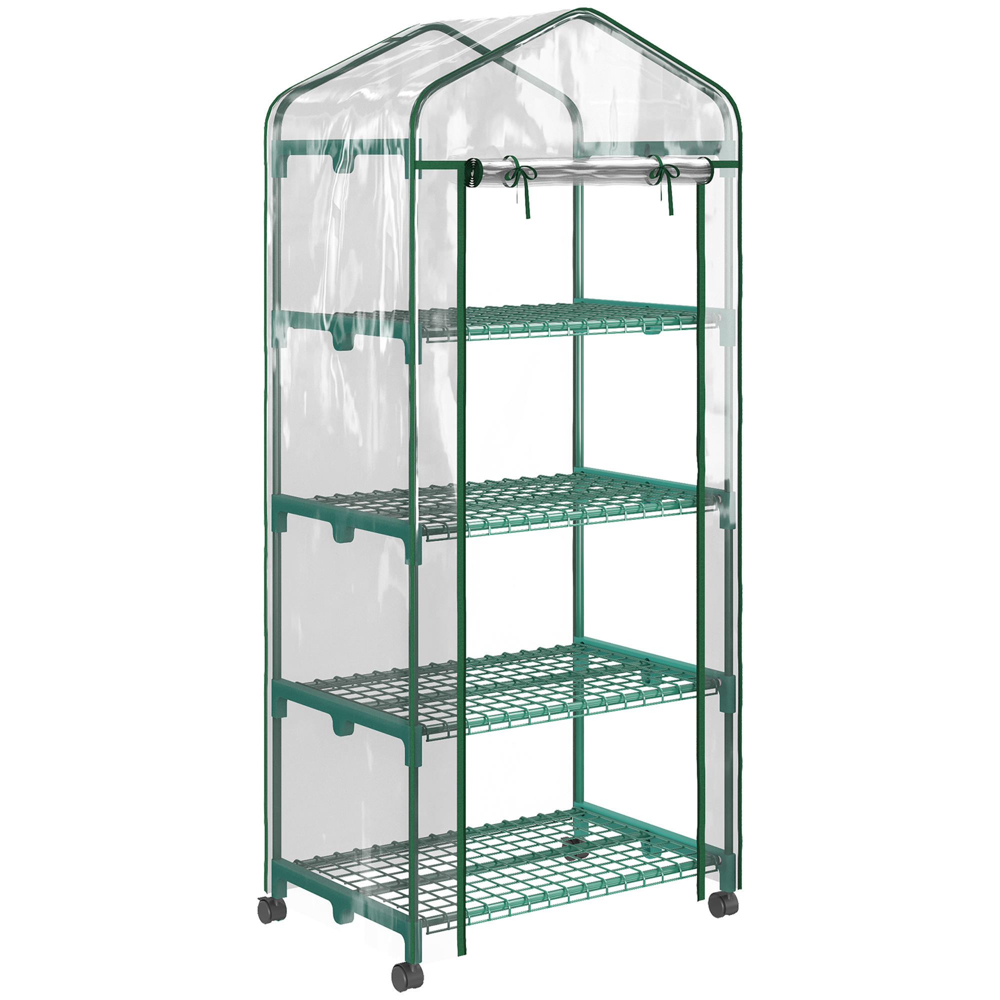 Outsunny Sera verticala pentru plante cu rastel cu 4 rafturi, sera din otel si PVC alb pentru balcon si terasa, 69x50x165cm | AOSOM RO Outsunny Sera verticala pentru plante cu rastel cu 4 rafturi, sera din otel si PVC alb pentru balcon si terasa, 69x50x165cm | AOSOM RO