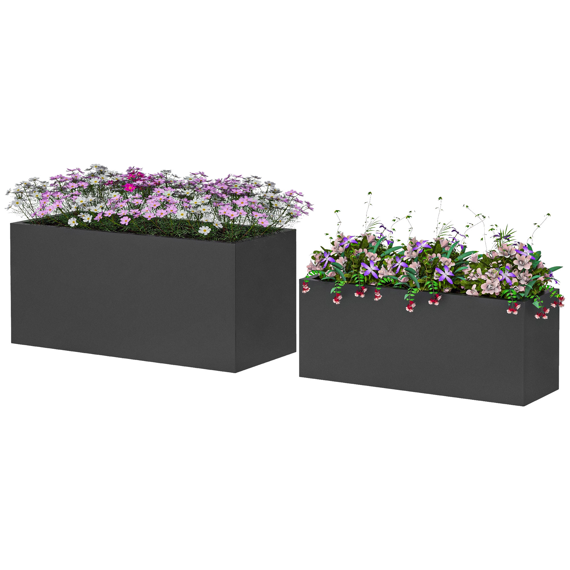 Outsunny Set de 2 Jardiniere de Exterior, Jardiniere Inalte din MgO cu Gauri de Drenaj, Ghivece de Flori Stivuibile pentru Gradina, Terasa, Balcon Outsunny Set de 2 Jardiniere de Exterior, Jardiniere Inalte din MgO cu Gauri de Drenaj, Ghivece de Flori Stivuibile pentru Gradina, Terasa, Balcon