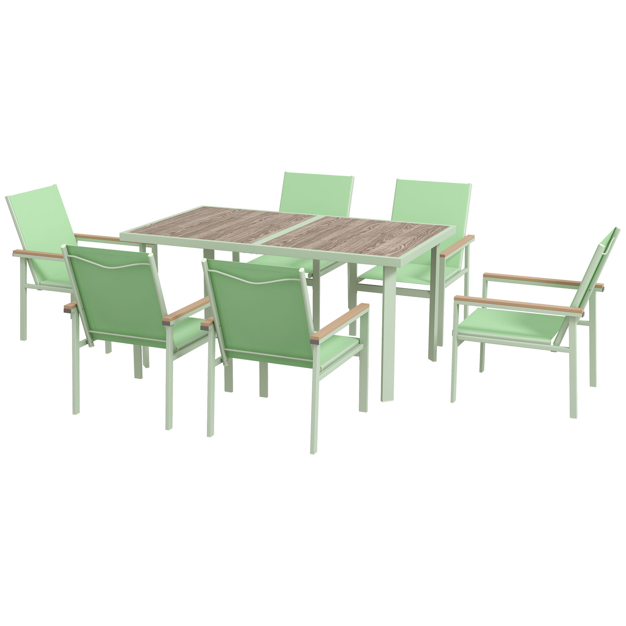 Outsunny Set Mobilier de Gradina 7 Piese, Masa cu Blat de Sticla si 6 Scaune din Tesatura de Plasa, Ideal pentru Exterior | Aosom Romania Outsunny Set Mobilier de Gradina 7 Piese, Masa cu Blat de Sticla si 6 Scaune din Tesatura de Plasa, Ideal pentru Exterior | Aosom Romania