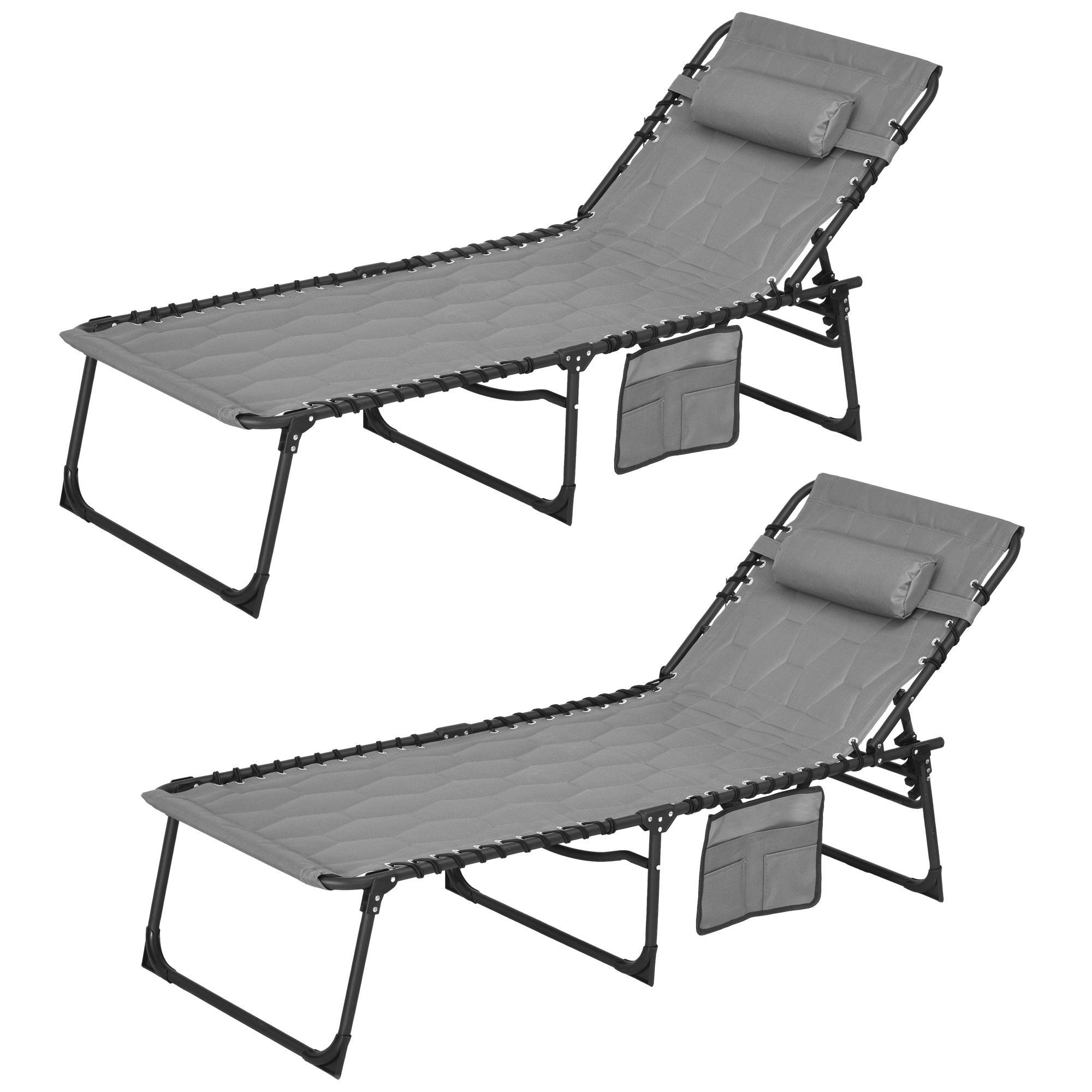 Outsunny Sezlonguri Pliabile, Set cu 5 Poziții de Inclinare, Scaune Relaxare Exterior cu Sezut Capitonat, Confort Superior | Aosom Romania Outsunny Sezlonguri Pliabile, Set cu 5 Poziții de Inclinare, Scaune Relaxare Exterior cu Sezut Capitonat, Confort Superior | Aosom Romania