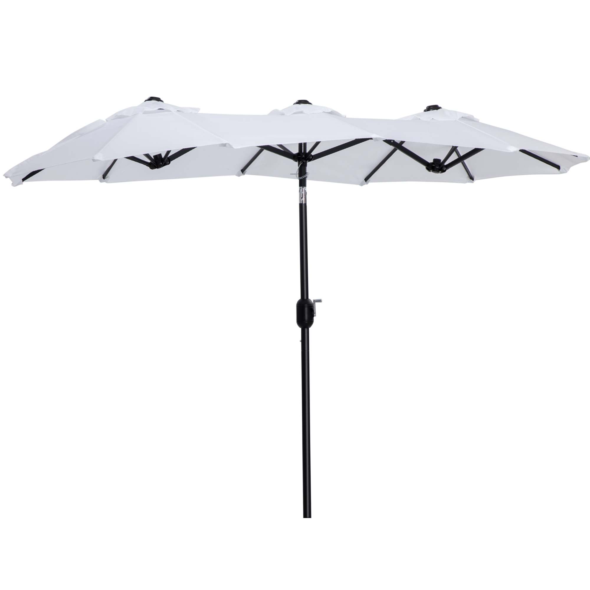 Outsunny Umbrelă Dublă de Grădină, Copertină Ventilată, 12 Nervuri, 285x147x227cm, Alb | Aosom Romania Outsunny Umbrelă Dublă de Grădină, Copertină Ventilată, 12 Nervuri, 285x147x227cm, Alb | Aosom Romania