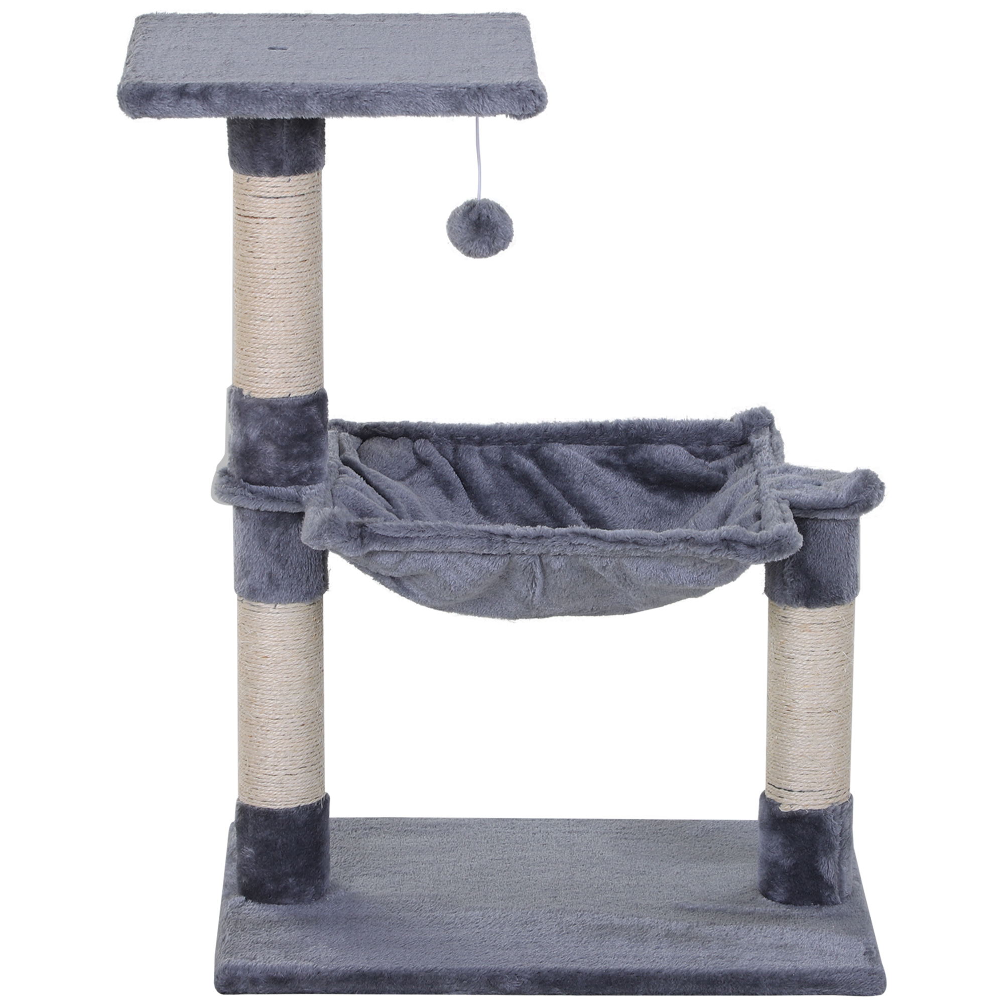 PawHut Copac de Zgâriere pentru Pisici cu Mai Multe Niveluri, Jucărie pentru Pisici cu Hamac și Minge Atârnată din Lemn și Pluș, 50x36x70cm, Gri PawHut Copac de Zgâriere pentru Pisici cu Mai Multe Niveluri, Jucărie pentru Pisici cu Hamac și Minge Atârnată din Lemn și Pluș, 50x36x70cm, Gri