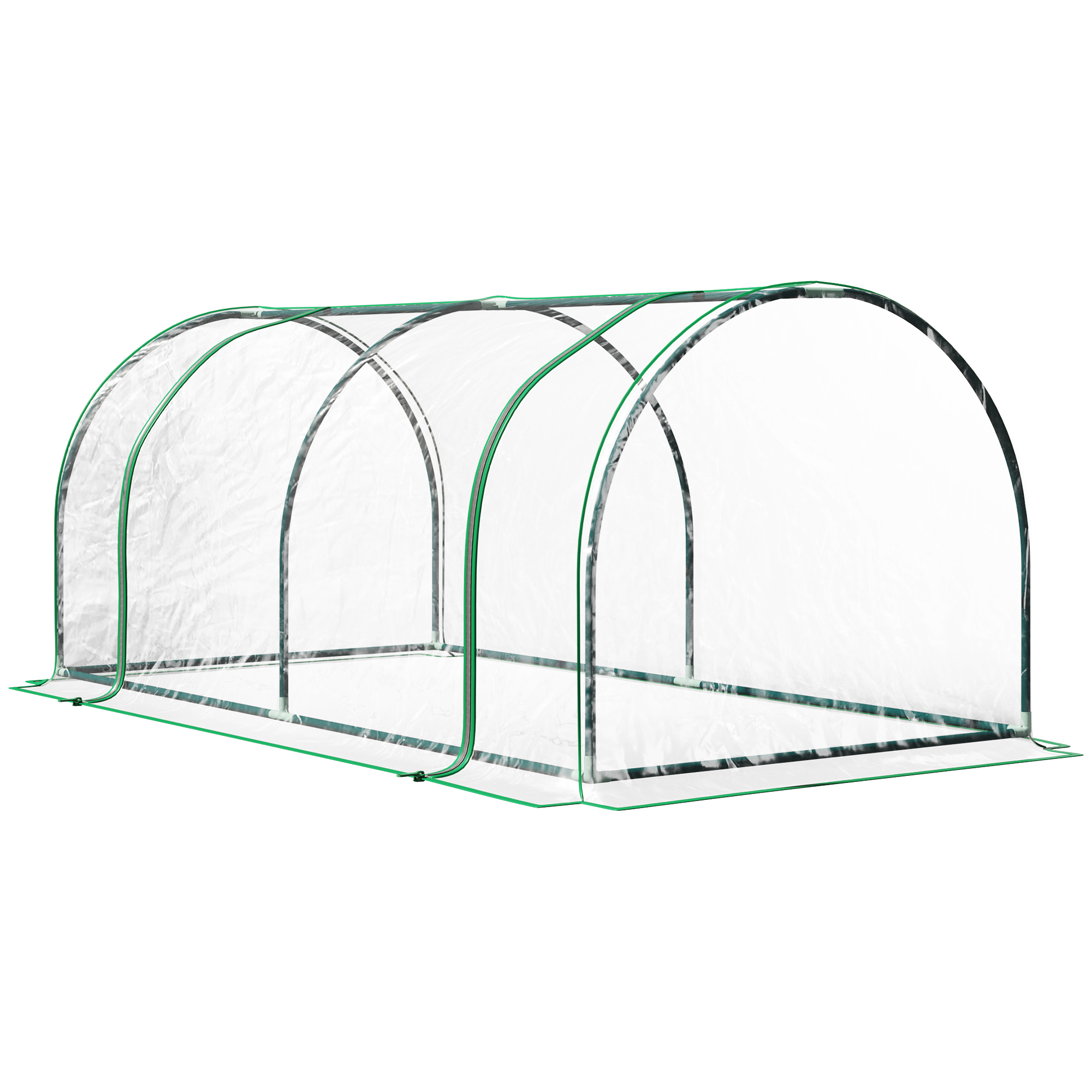 Sera tunel din otel si cu capac din PVC, 200x100x80 cm, transparent si verde Outsunny | Aosom RO Sera tunel din otel si cu capac din PVC, 200x100x80 cm, transparent si verde Outsunny | Aosom RO