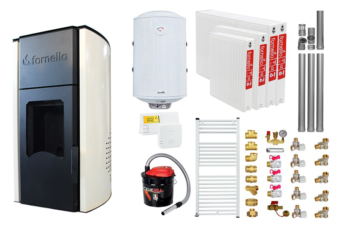 Pachet Termosemineu peleti Fornello Royal Ivory 25 kw, complet echipat, pompa circulatie, vas expansiune, automatizare, kit evacuare 3.5 ml, Boiler Termoelectric Fornello 100 l, Termostat Salus 091FLRFV2, Aspirator, Calorifere si kit montaj Pachet Termosemineu peleti Fornello Royal Ivory 25 kw, complet echipat, pompa circulatie, vas expansiune, automatizare, kit evacuare 3.5 ml, Boiler Termoelectric Fornello 100 l, Termostat Salus 091FLRFV2, Aspirator, Calorifere si kit montaj