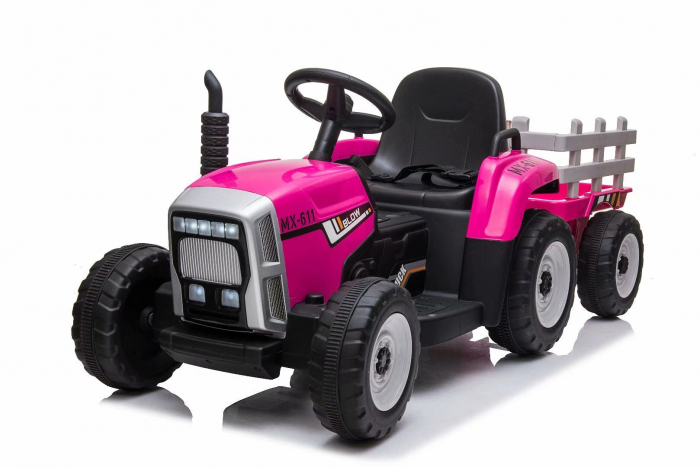 Tractoras electric Kinderauto BJ611 60W 12V cu remorca si telecomanda Red Rose Tractoras electric Kinderauto BJ611 60W 12V cu remorca si telecomanda Red Rose