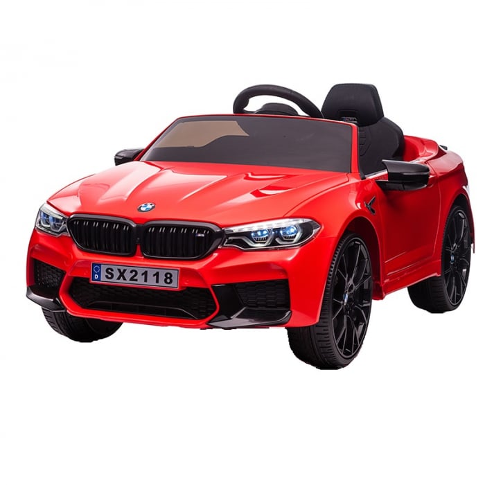Masinuta electrica Bmw M5 Competition, 12V, 90W, 12V 14Ah roti moi, scaun tapitat, rosie Masinuta electrica Bmw M5 Competition, 12V, 90W, 12V 14Ah roti moi, scaun tapitat, rosie