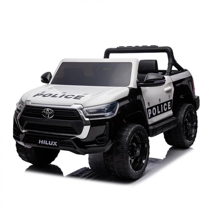 Masinuta electrica de politie, Toyota Hilux 4x4 180W 12V 14Ah PREMIUM, culoare Alba Masinuta electrica de politie, Toyota Hilux 4x4 180W 12V 14Ah PREMIUM, culoare Alba