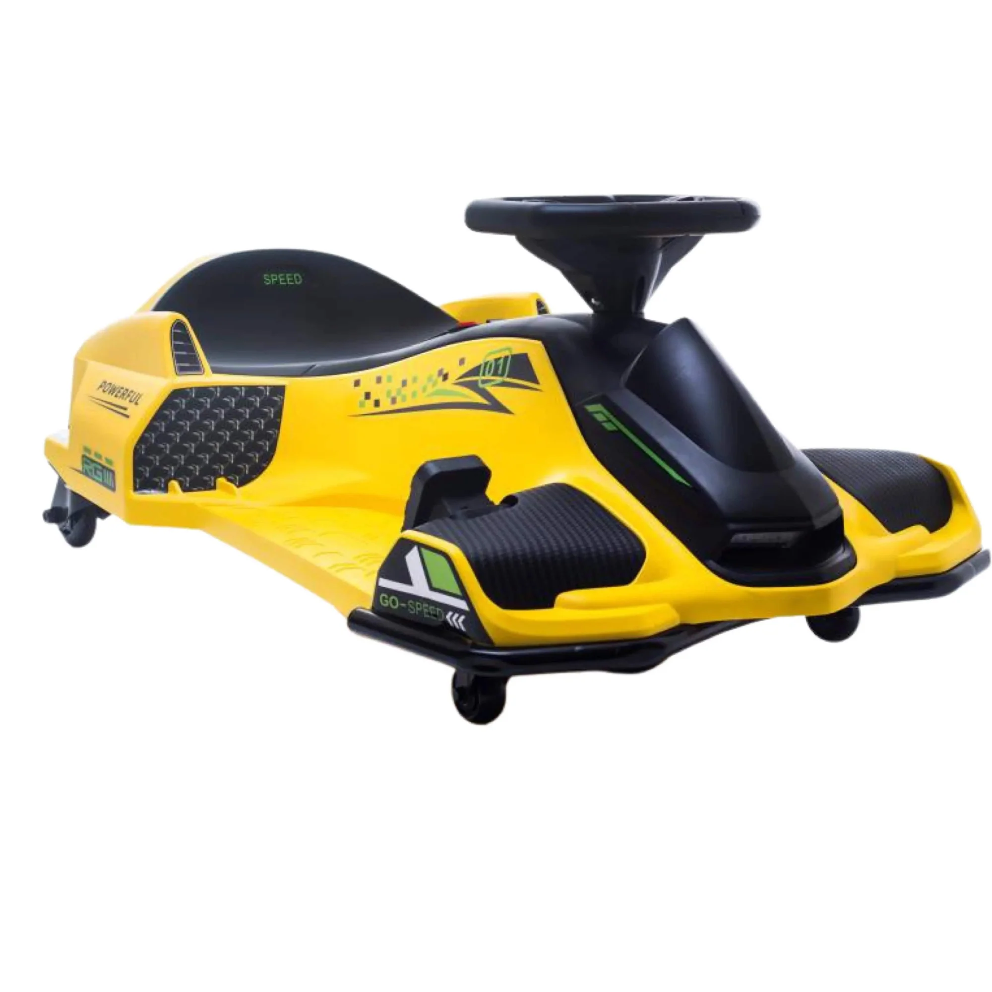Masinuta Kart electric pentru copii 5-11 ani, Rider Drift 360, 180W, 24V, culoare Galbena Masinuta Kart electric pentru copii 5-11 ani, Rider Drift 360, 180W, 24V, culoare Galbena