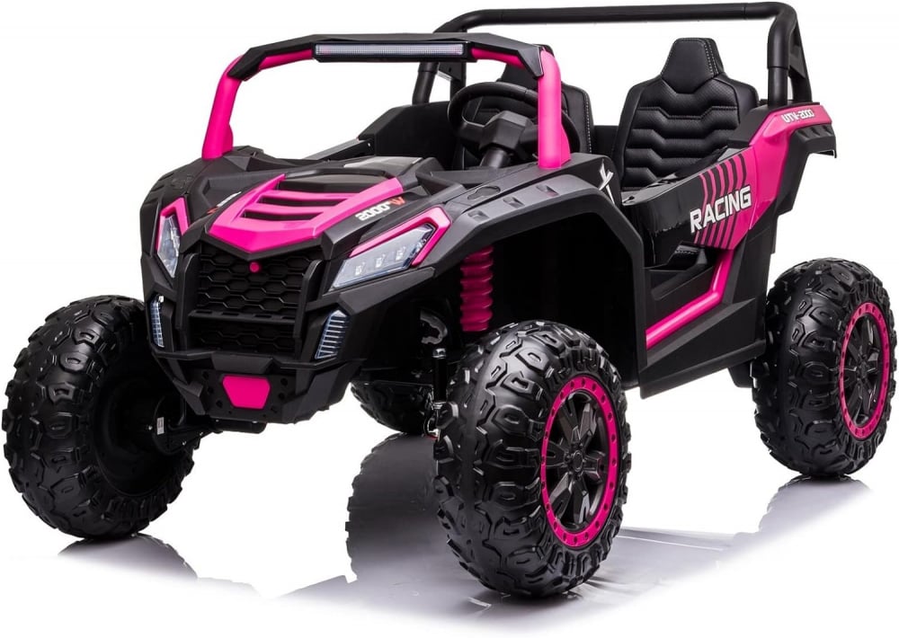 UTV electric pentru 2 copii intre 3-11 ani, Racing 300W 4x4 24V 7ah cu ROTI MOI Roz UTV electric pentru 2 copii intre 3-11 ani, Racing 300W 4x4 24V 7ah cu ROTI MOI Roz